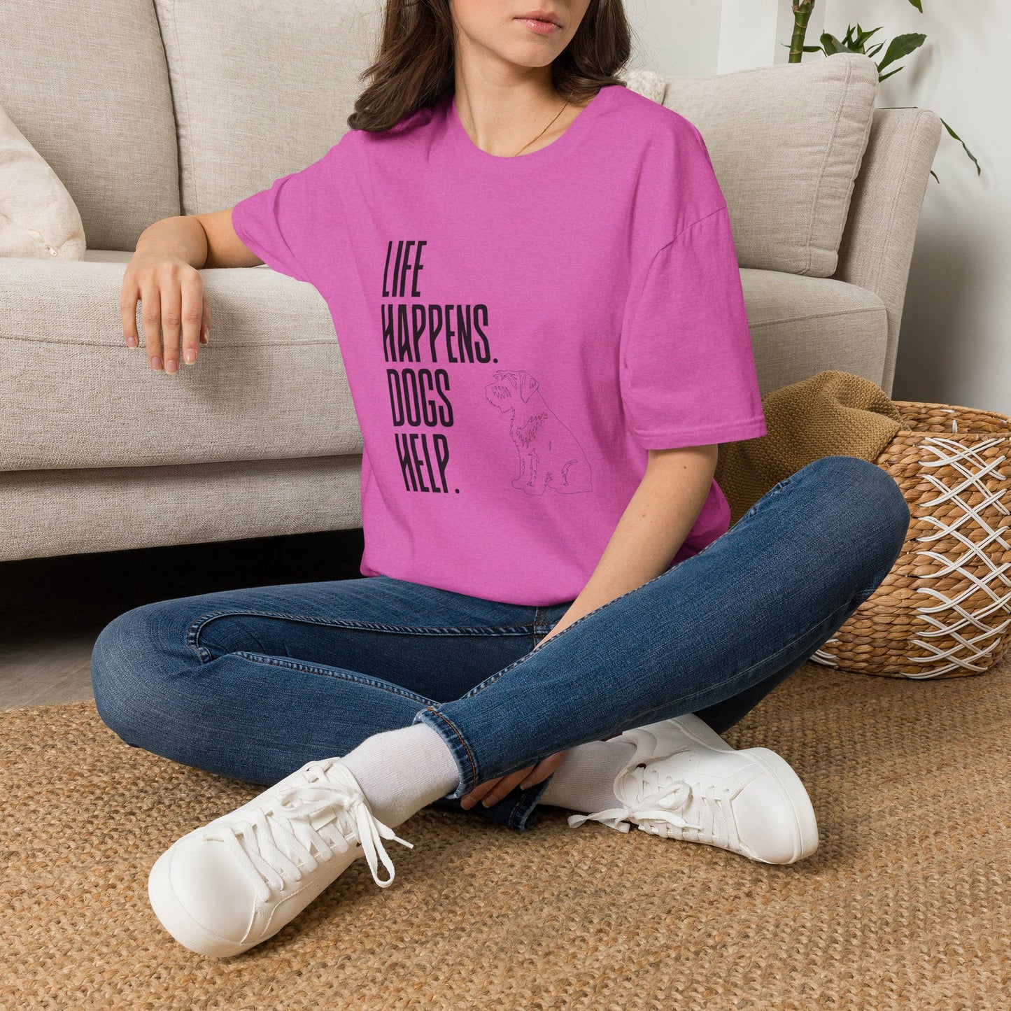 "Life Happens. Dogs Help." Graphic Tee (Casual Pet Lover Shirt)