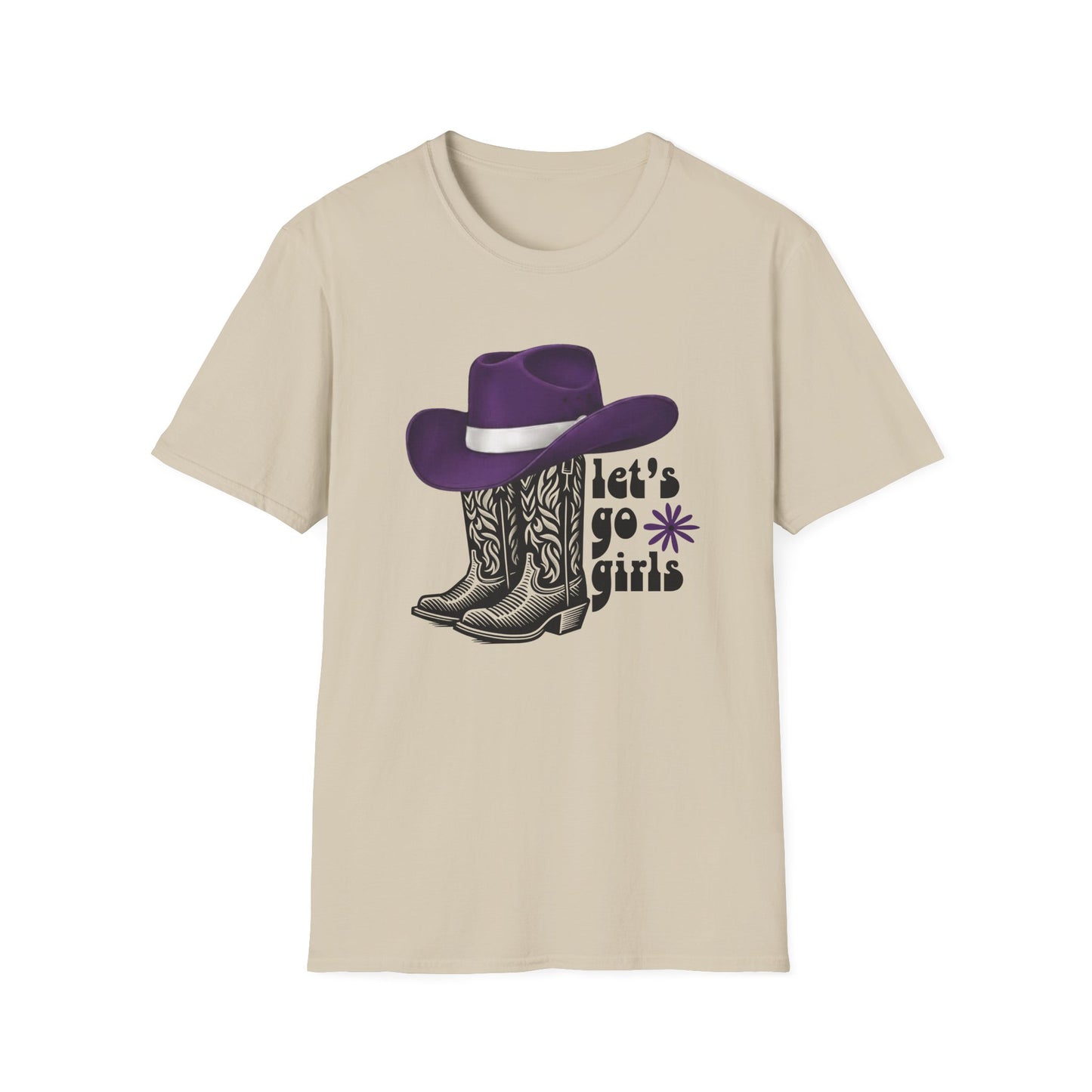 "Let's Go Girls" Cowgirl Boots & Purple Hat Western Graphic Tee