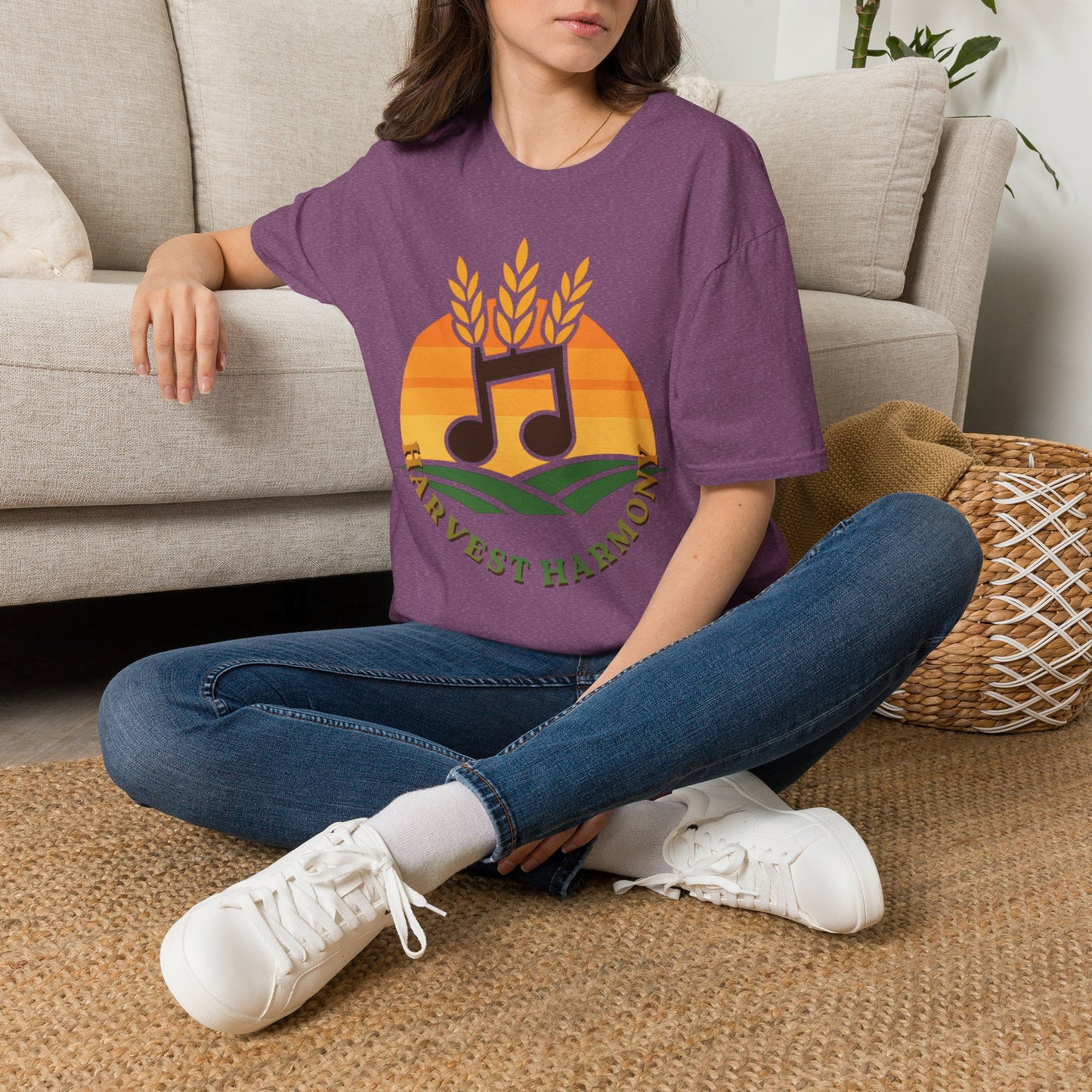 Harvest Harmony T-Shirt | Music Notes with Wheat Sunset