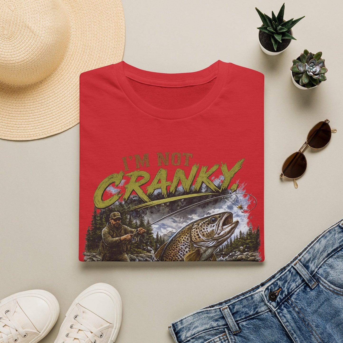 "I’m Not Cranky, I’m Fly" Vintage Trout Fly-Fishing Tee