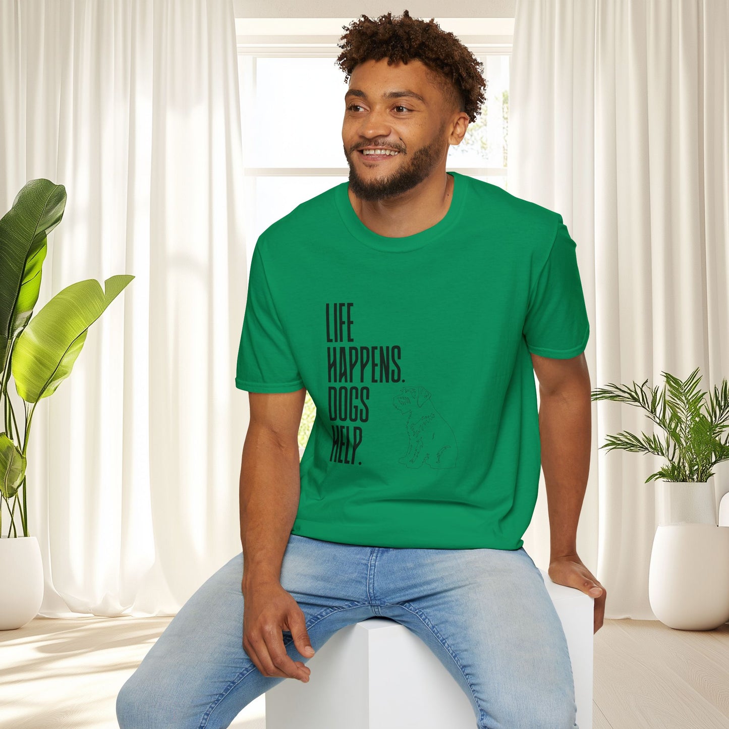 "Life Happens. Dogs Help." Graphic Tee (Casual Pet Lover Shirt)
