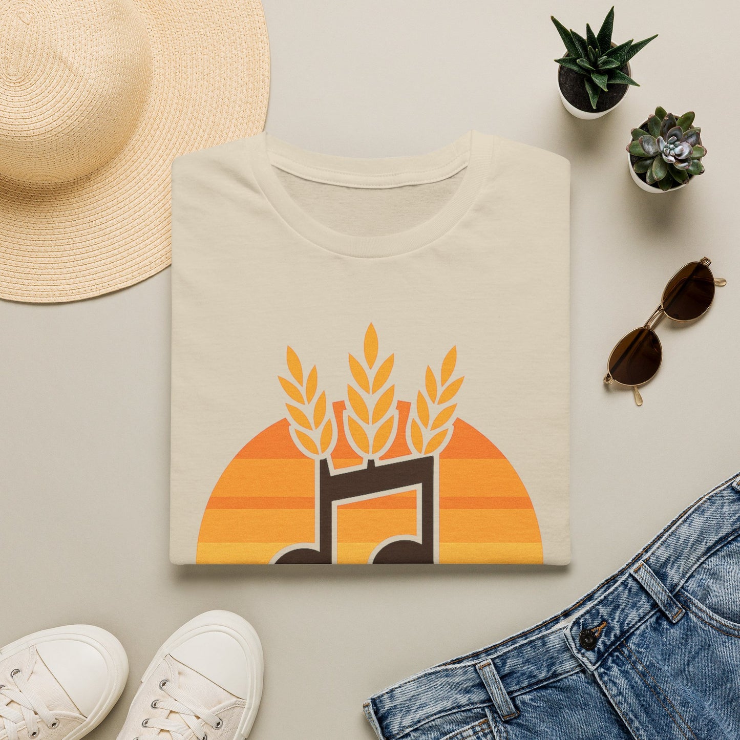Harvest Harmony T-Shirt | Music Notes with Wheat Sunset