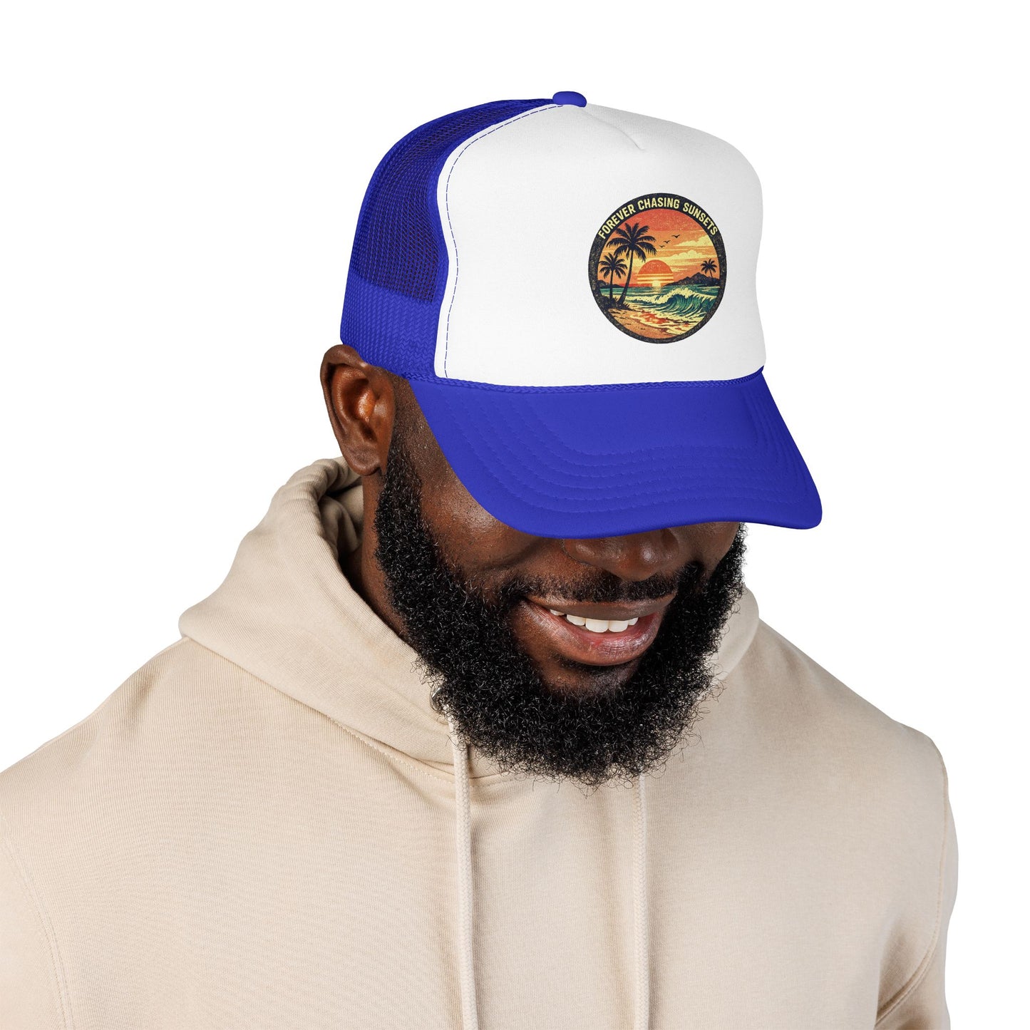 Chasing Sunsets Trucker Hat — Vintage Beach Foam Cap