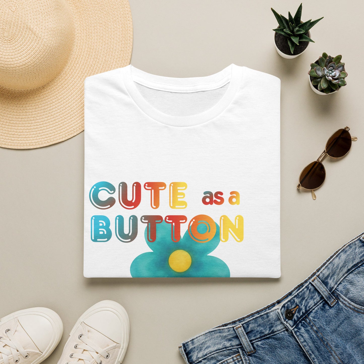 Cute as a Button Graphic Tee — Retro Flower "Cute as a Button, Feral as F*ck"