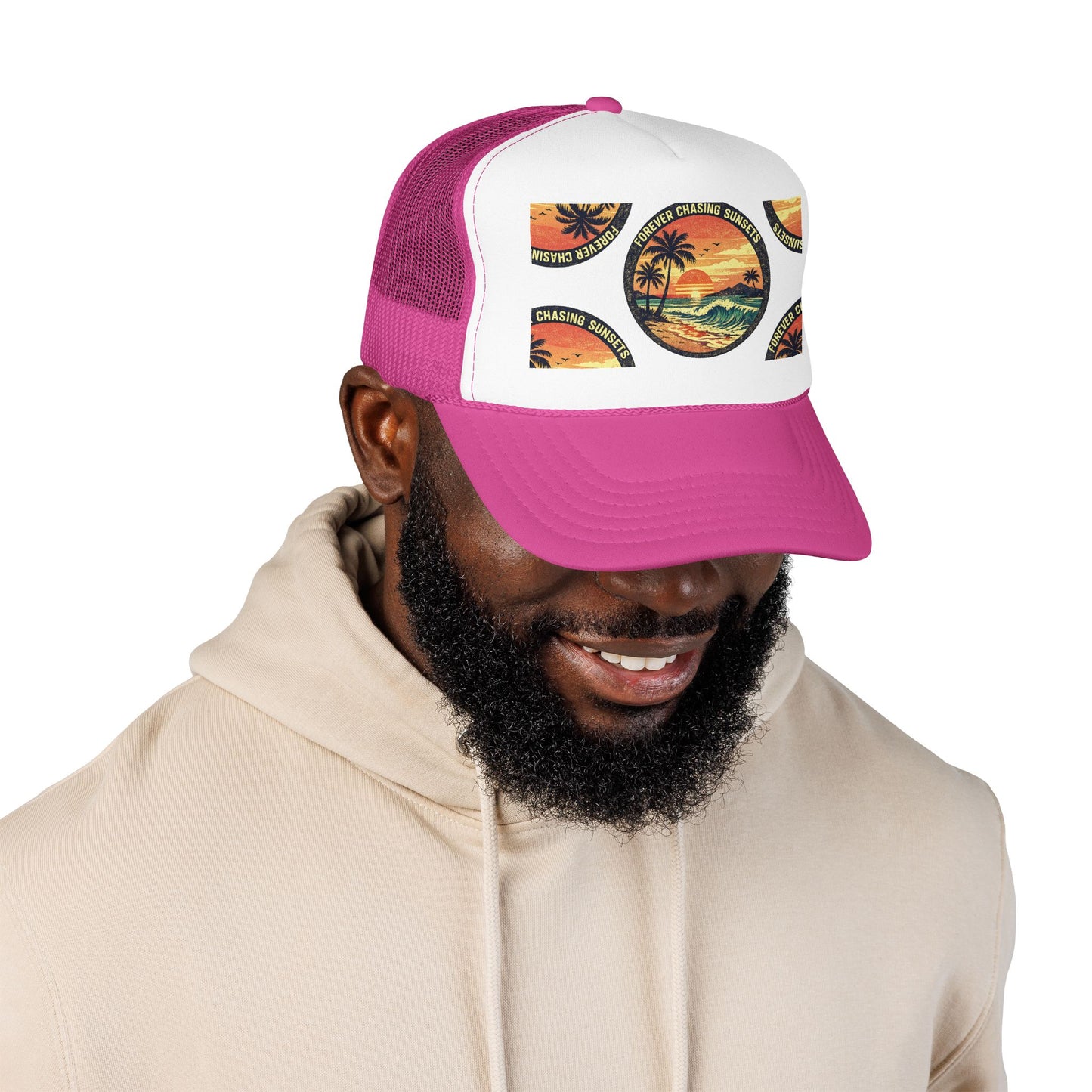 Chasing Sunsets Trucker Hat — Vintage Beach Foam Cap