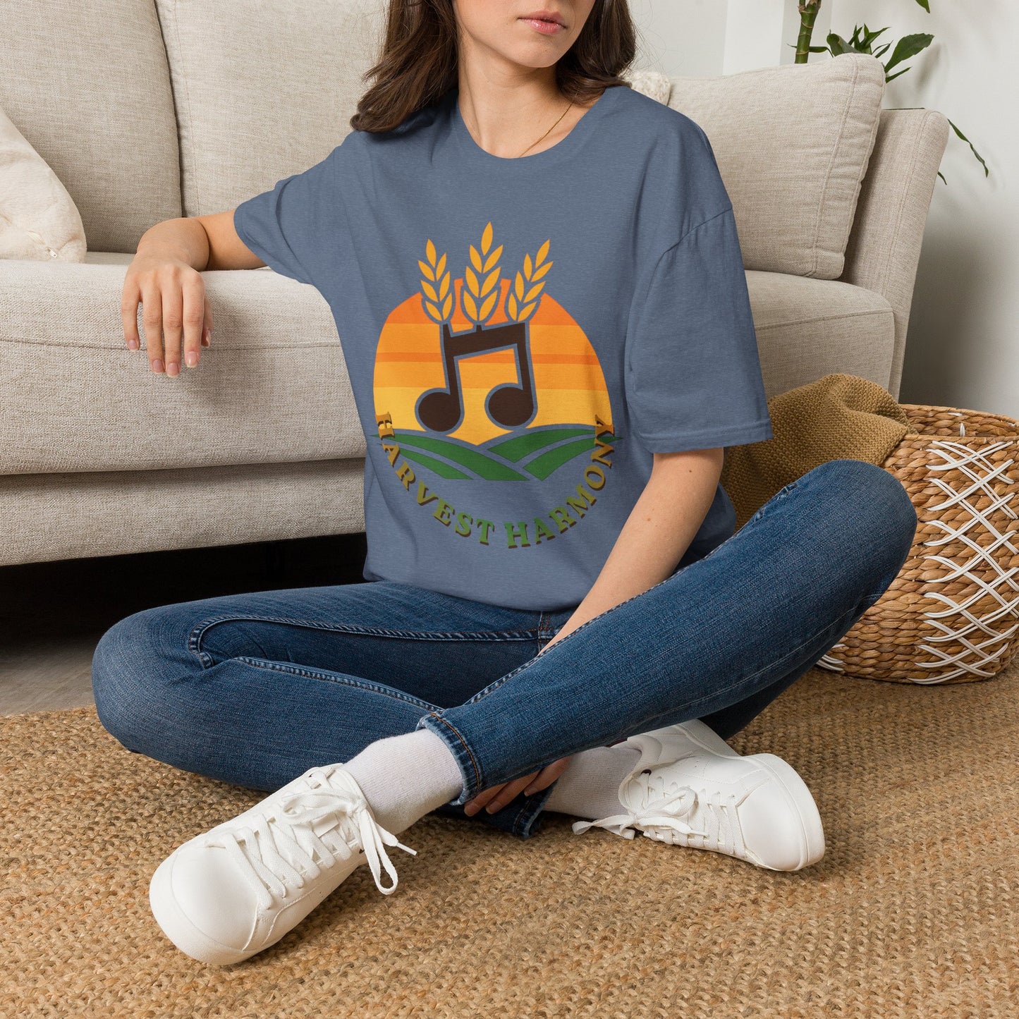 Harvest Harmony T-Shirt | Music Notes with Wheat Sunset