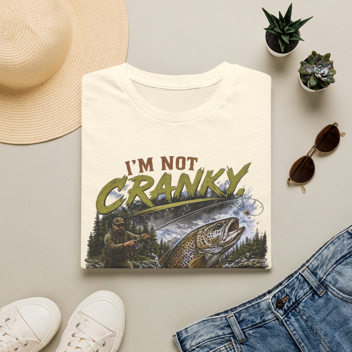"I’m Not Cranky, I’m Fly" Vintage Trout Fly-Fishing Tee