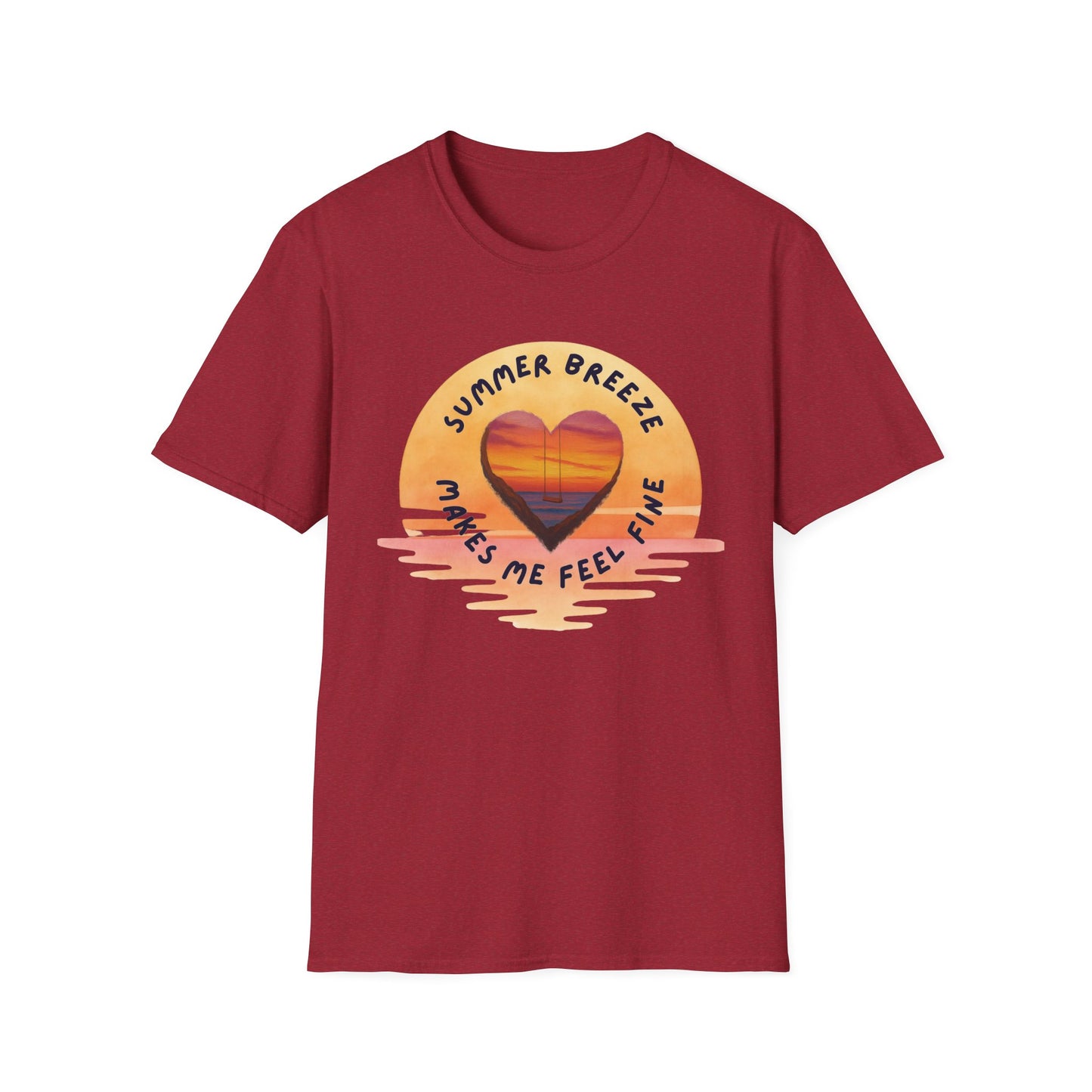 "Summer Breeze Makes Me Feel Fine" -Retro Sunset Heart Tee