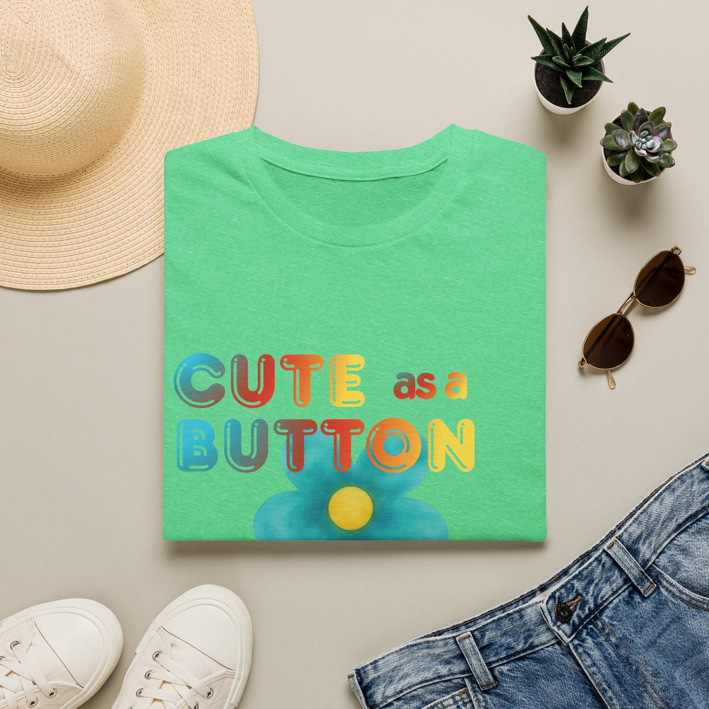 Cute as a Button Graphic Tee — Retro Flower "Cute as a Button, Feral as F*ck"