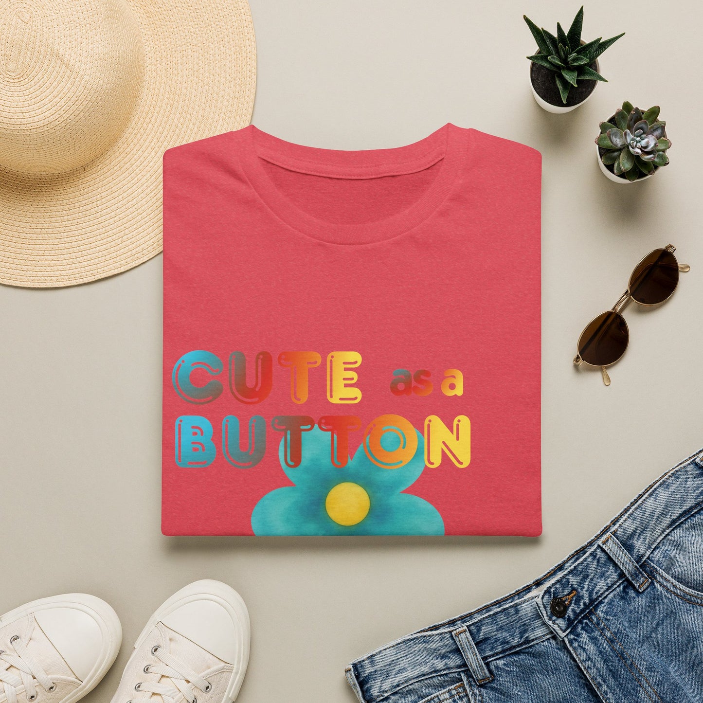 Cute as a Button Graphic Tee — Retro Flower "Cute as a Button, Feral as F*ck"