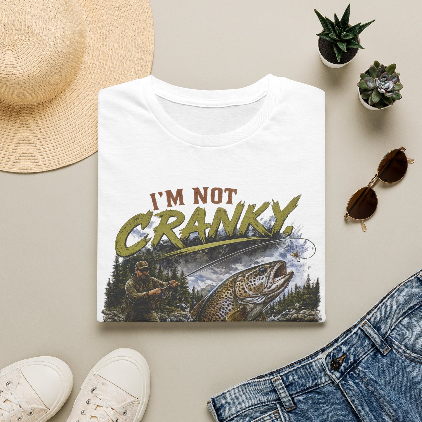 "I’m Not Cranky, I’m Fly" Vintage Trout Fly-Fishing Tee