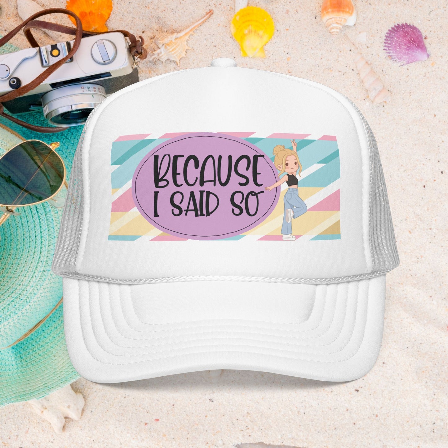 Because I Said So(Geo Purple) - Foam Trucker Hat