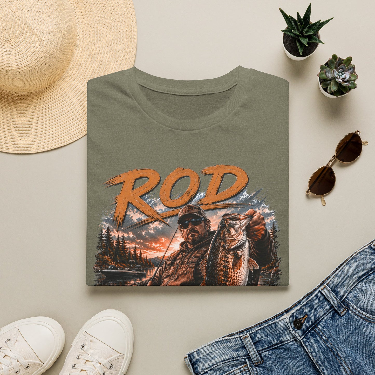 "'Rod Father" Fishing T‑Shirt — Vintage Bass Fisherman Graphic Tee