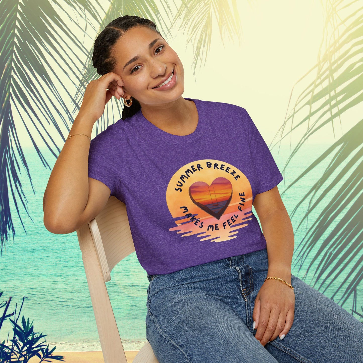 "Summer Breeze Makes Me Feel Fine" -Retro Sunset Heart Tee