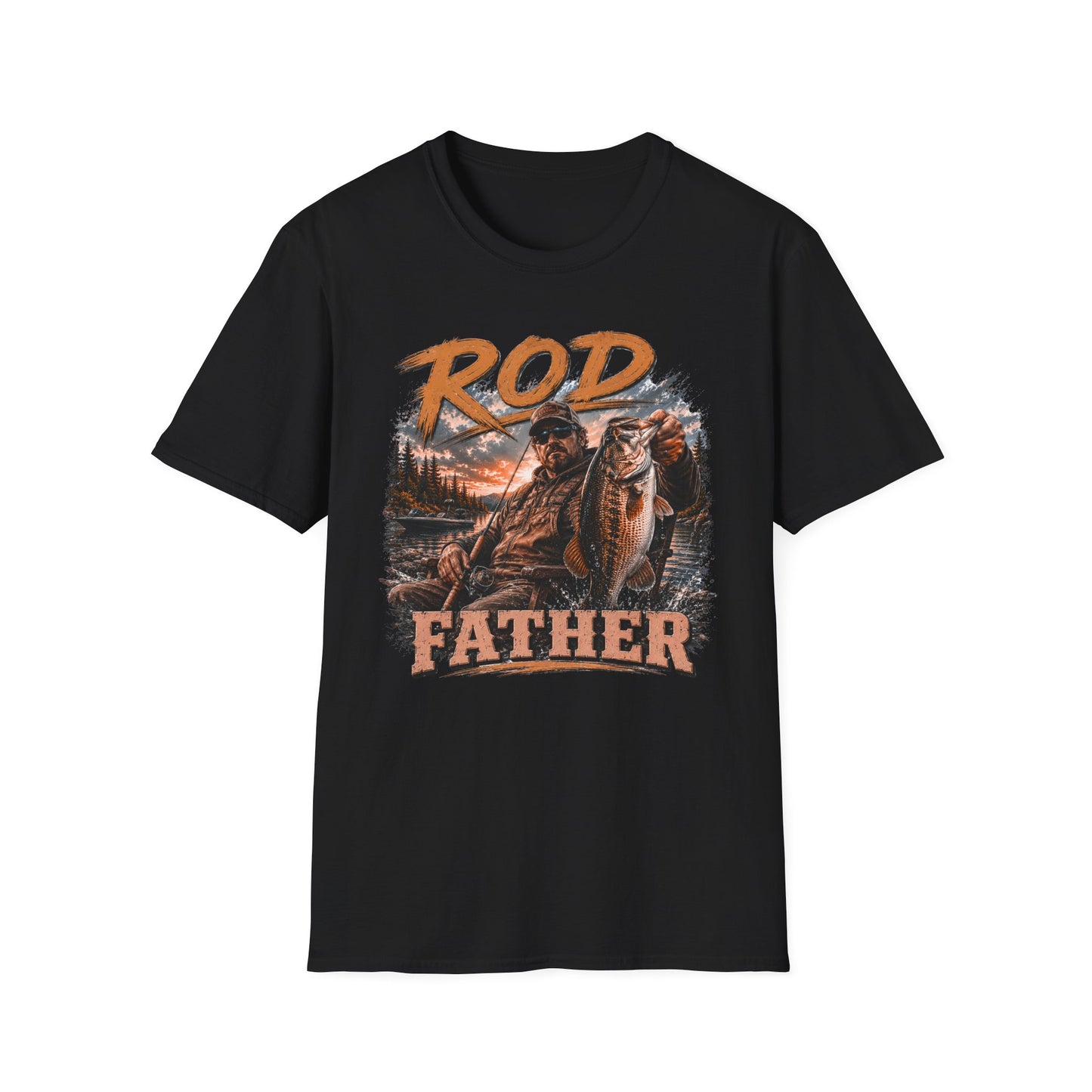 "'Rod Father" Fishing T‑Shirt — Vintage Bass Fisherman Graphic Tee