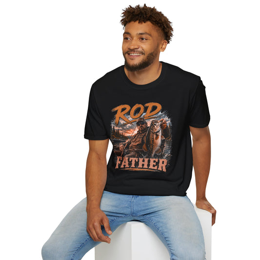 "'Rod Father" Fishing T‑Shirt — Vintage Bass Fisherman Graphic Tee