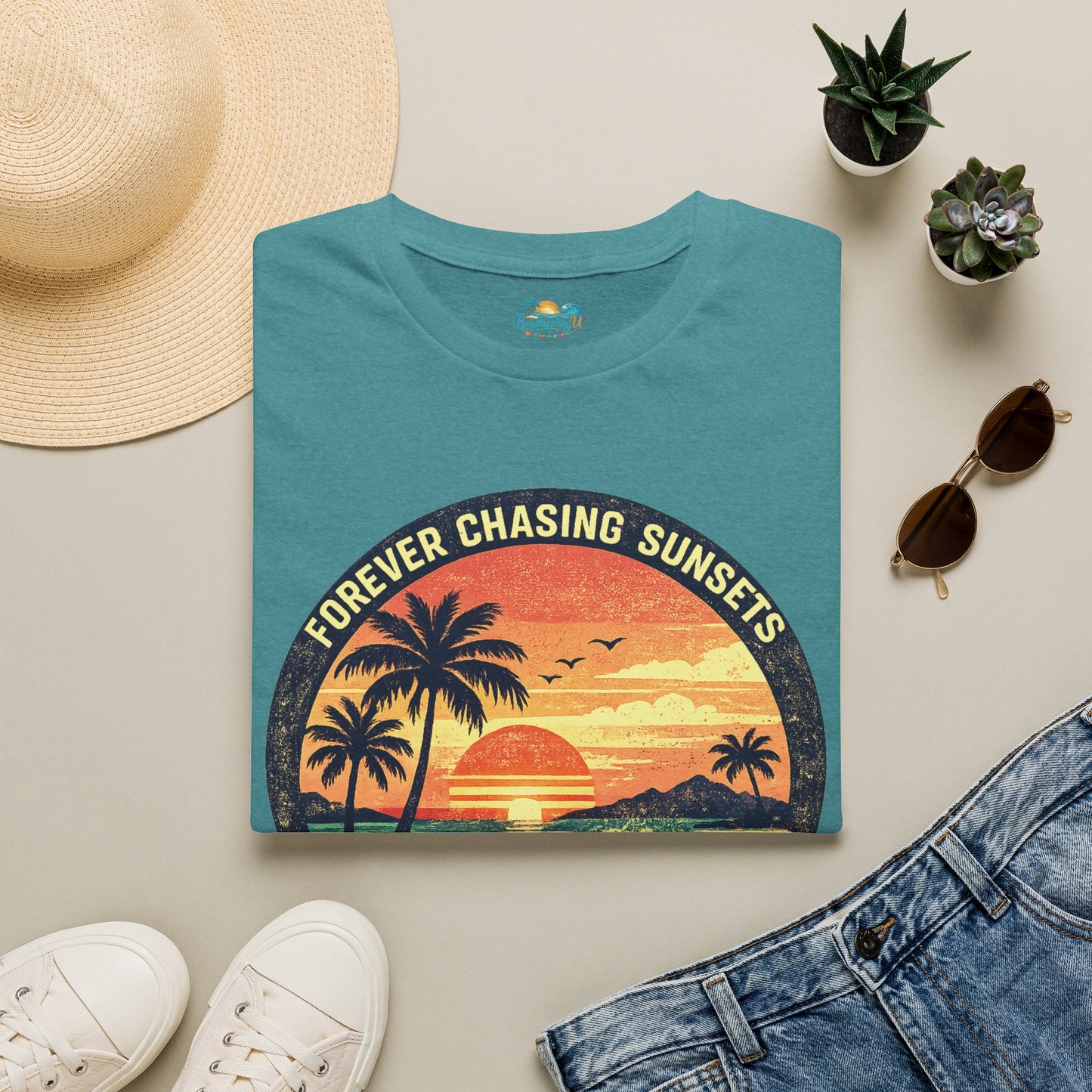 Forever Chasing Sunsets T-Shirt — Vintage Beach Sunset