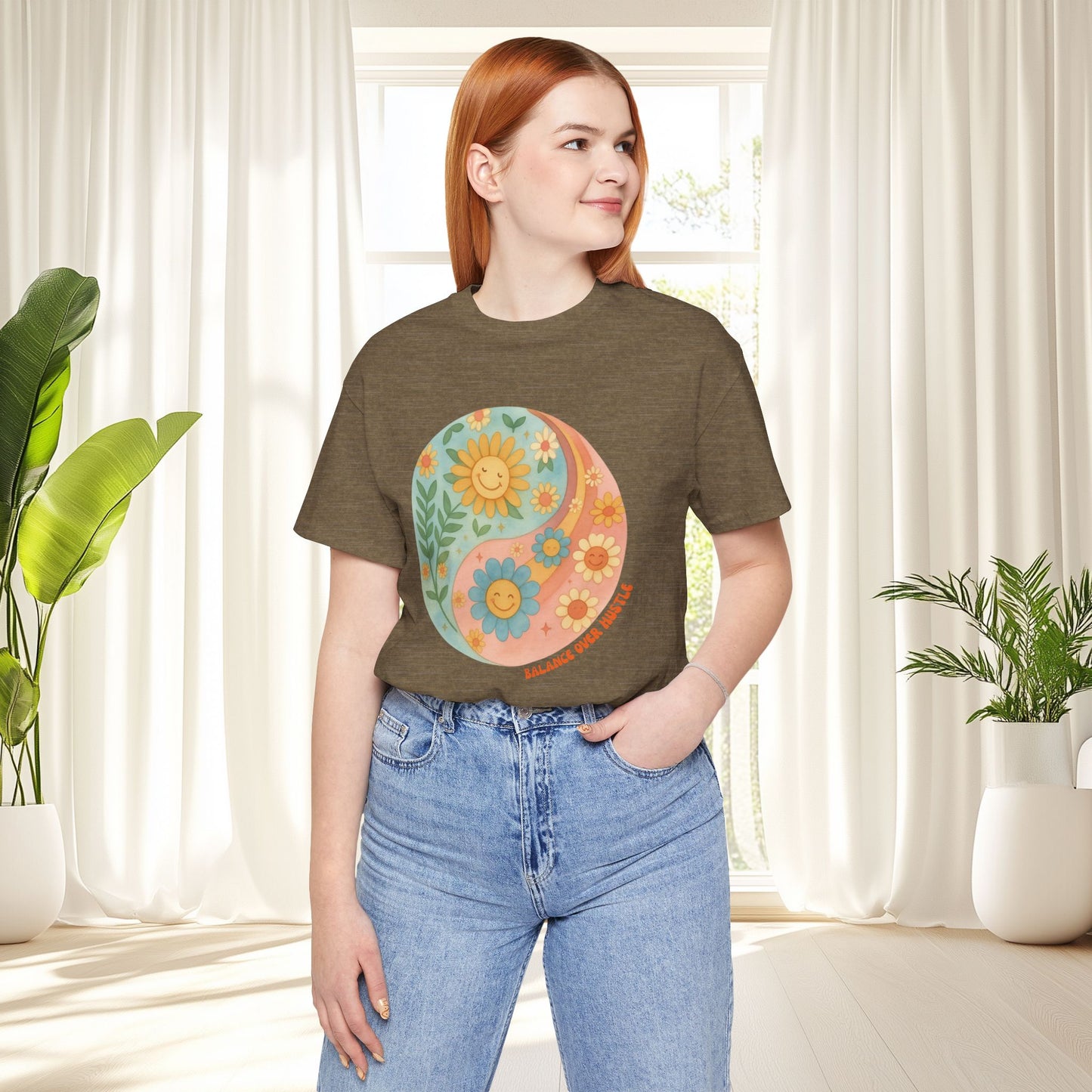 Balance Over Hustle Inspirational Graphic T-Shirt