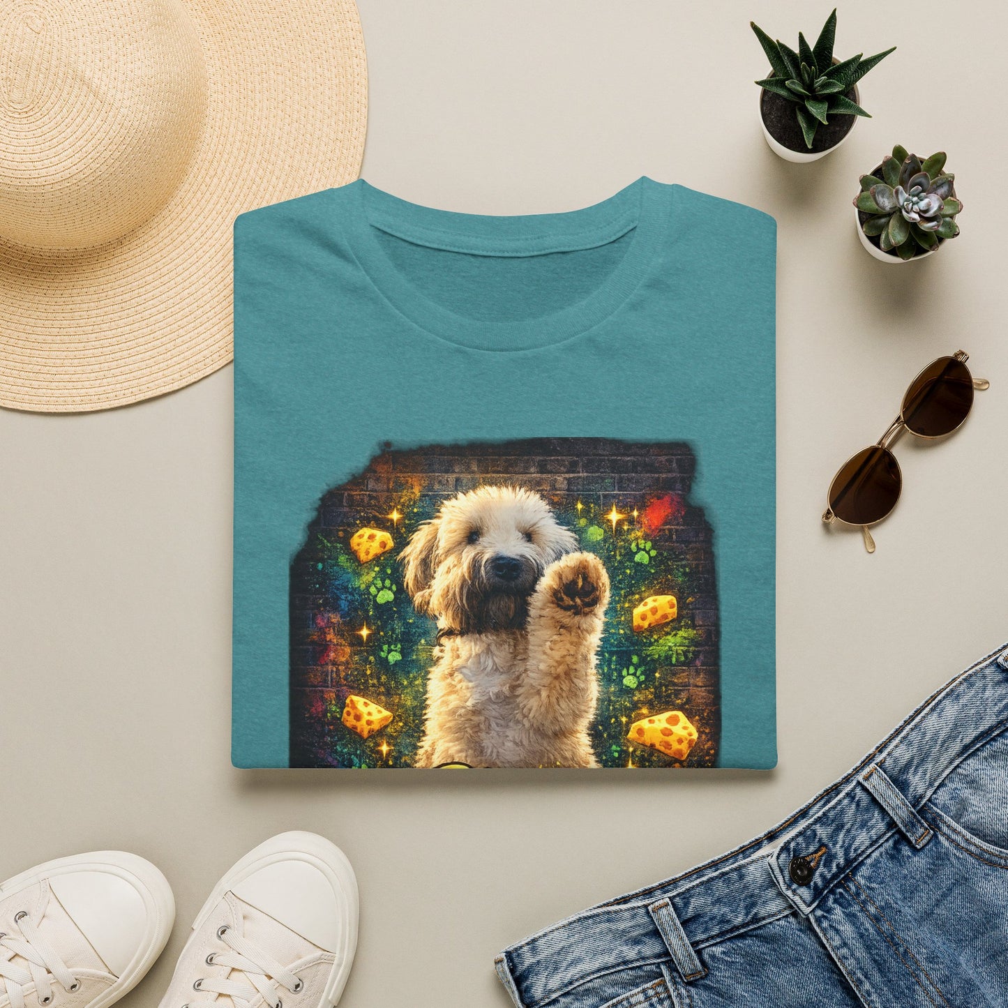 "Stop In the Name of Cheese" Cute Wheaten Puppy Graphic Tee