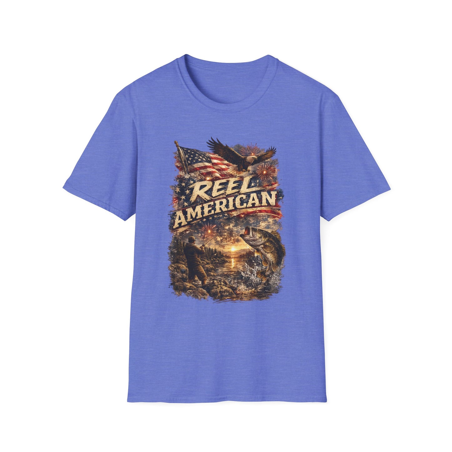 "Reel American" Eagle T-Shirt — Patriotic Fishing Shirt with Flag & Bald Eagle
