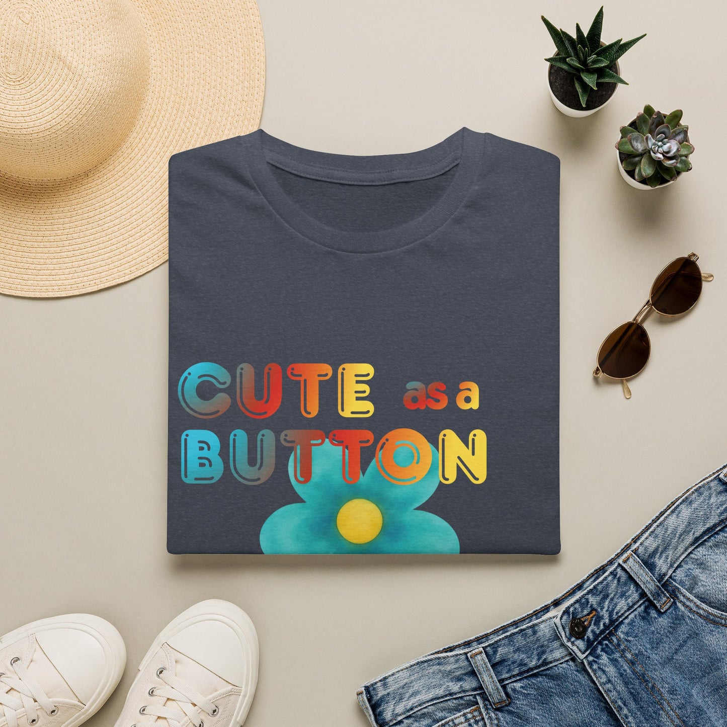Cute as a Button Graphic Tee — Retro Flower "Cute as a Button, Feral as F*ck"