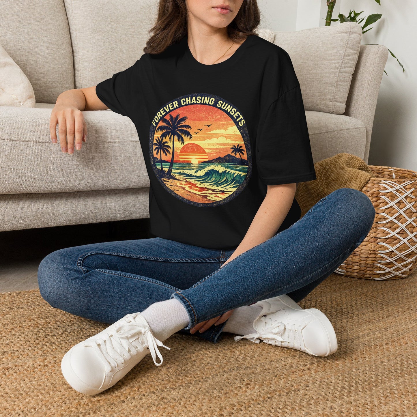 Forever Chasing Sunsets T-Shirt — Vintage Beach Sunset