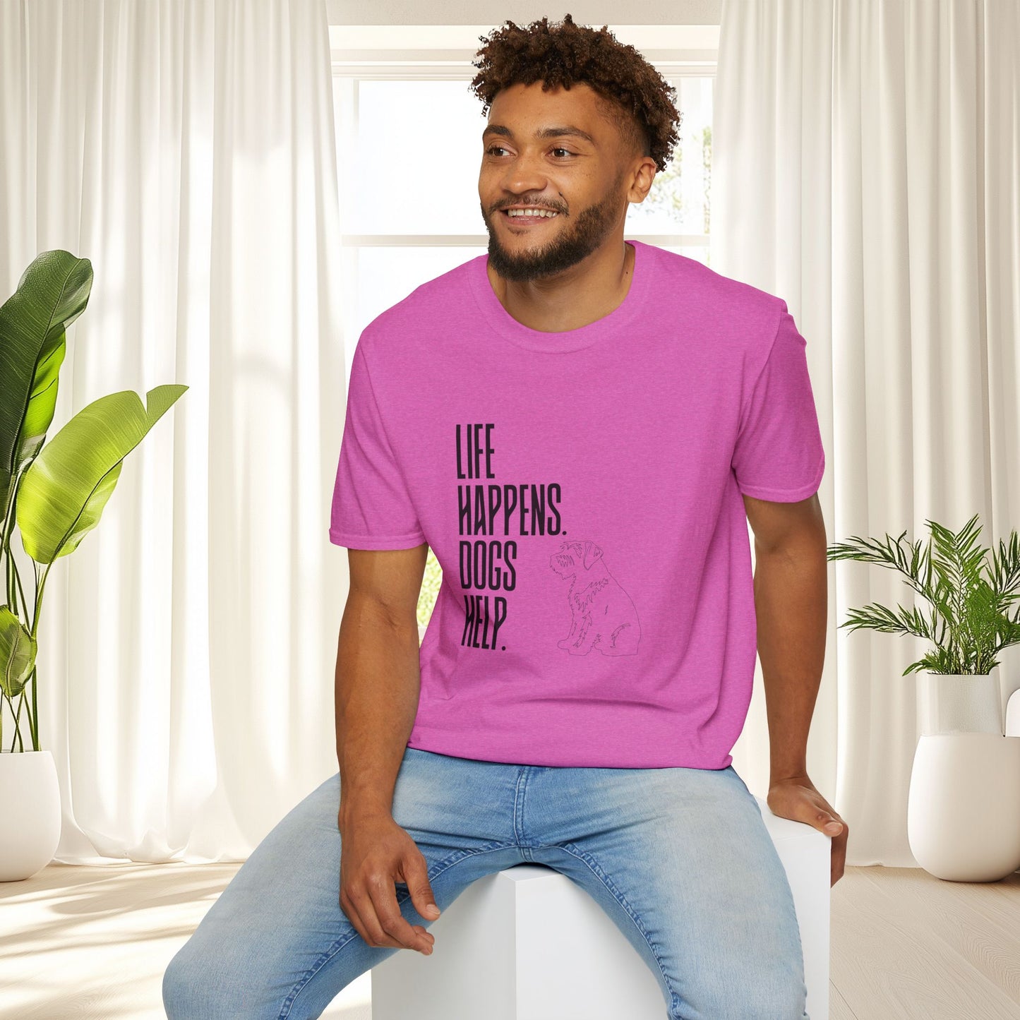 "Life Happens. Dogs Help." Graphic Tee (Casual Pet Lover Shirt)