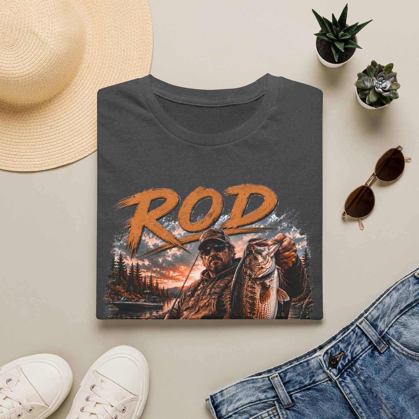 "'Rod Father" Fishing T‑Shirt — Vintage Bass Fisherman Graphic Tee