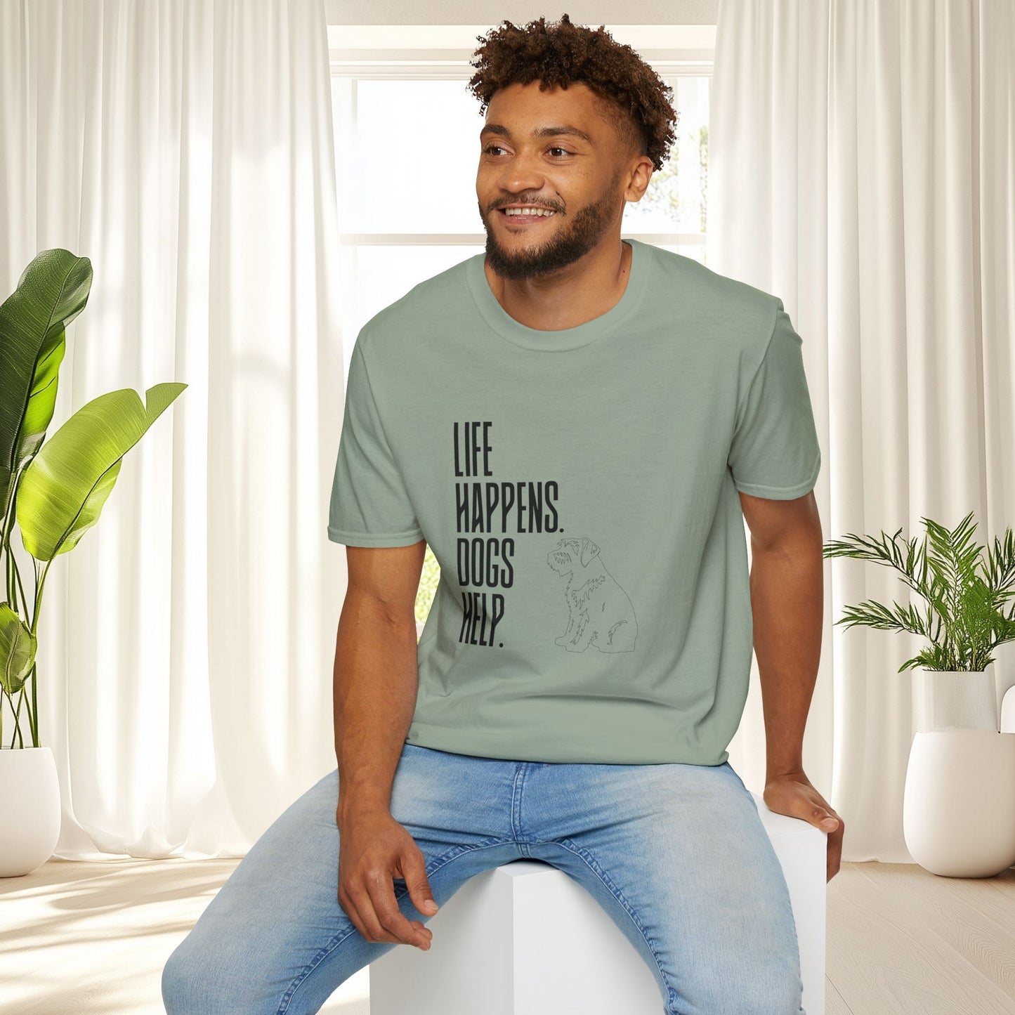 "Life Happens. Dogs Help." Graphic Tee (Casual Pet Lover Shirt)