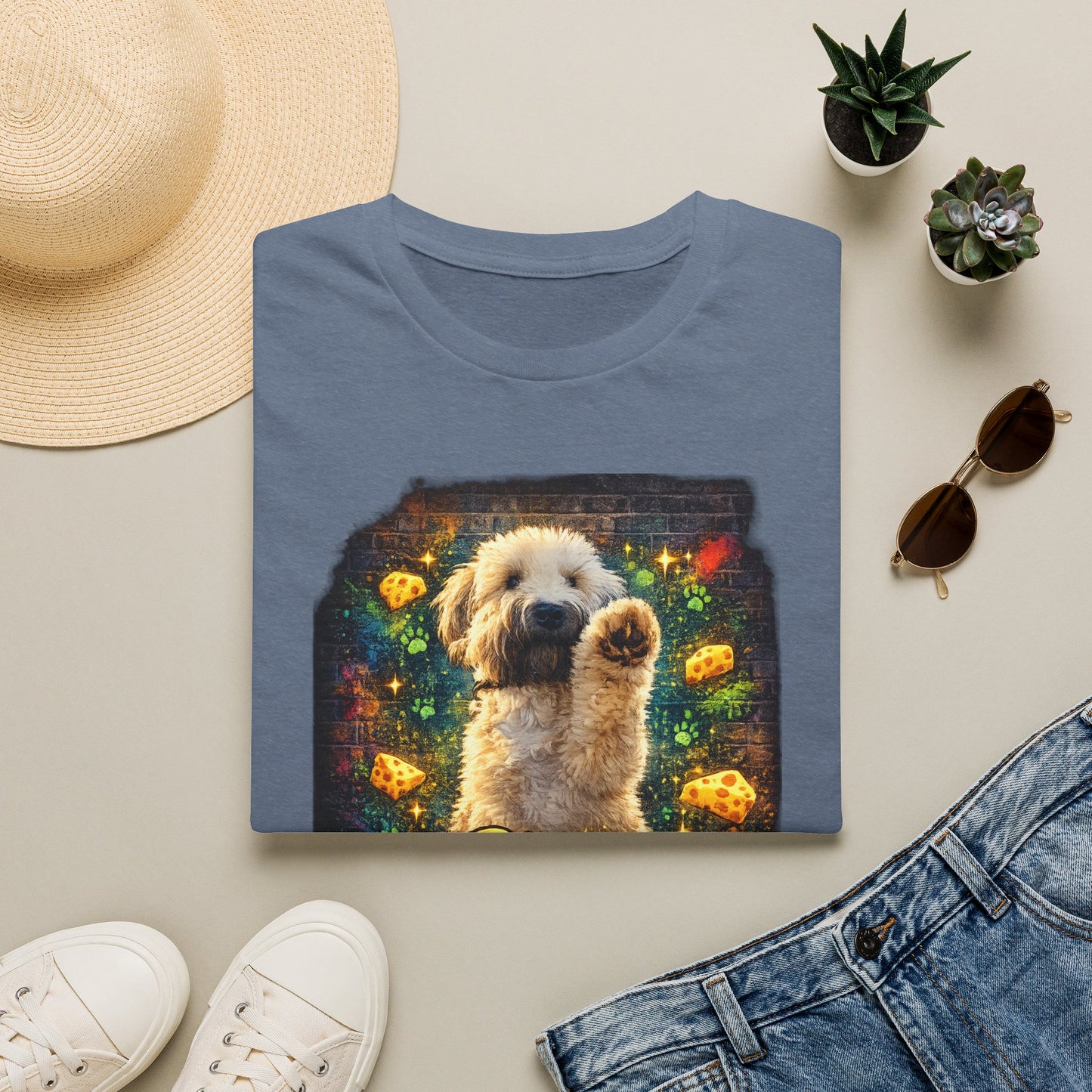 "Stop In the Name of Cheese" Cute Wheaten Puppy Graphic Tee