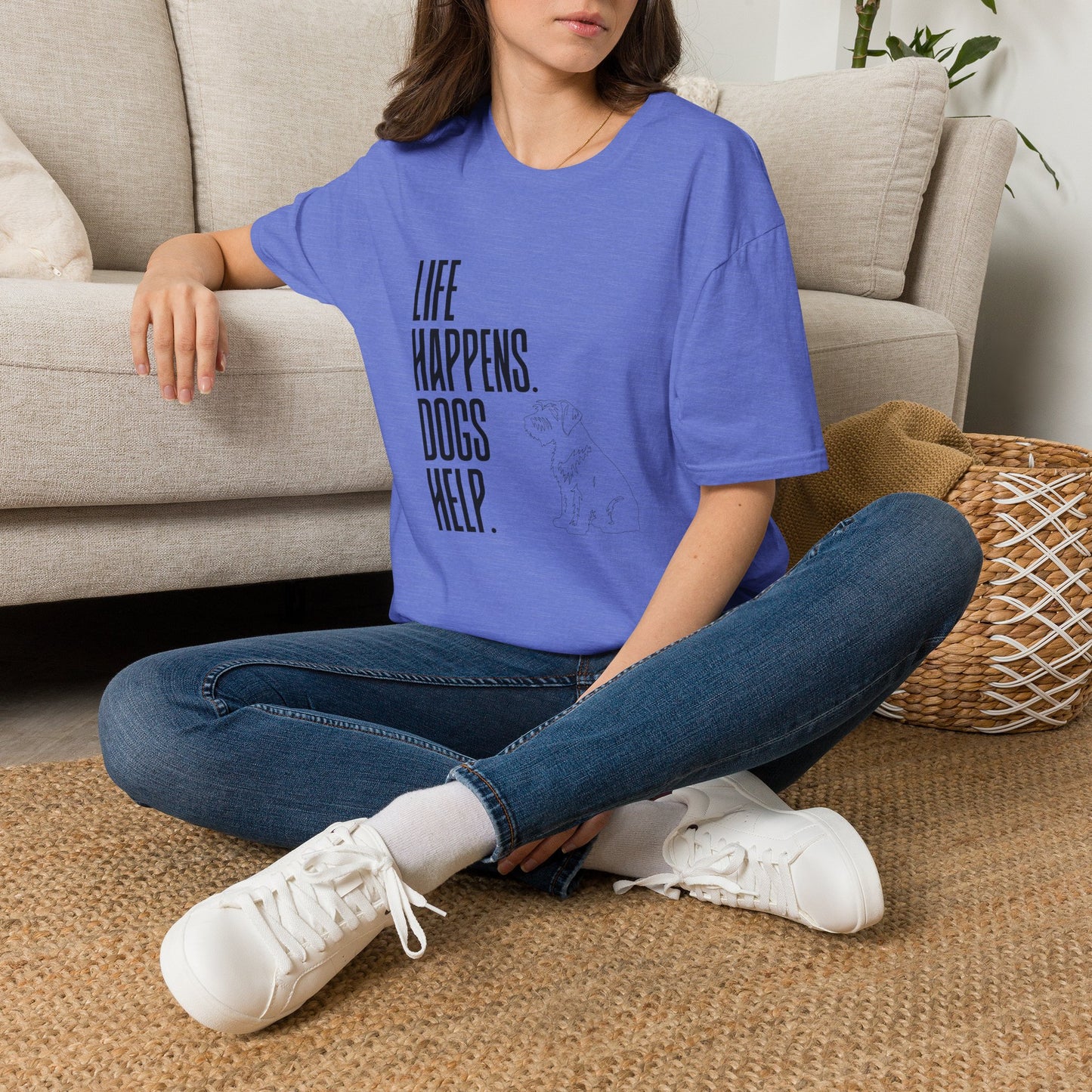 "Life Happens. Dogs Help." Graphic Tee (Casual Pet Lover Shirt)
