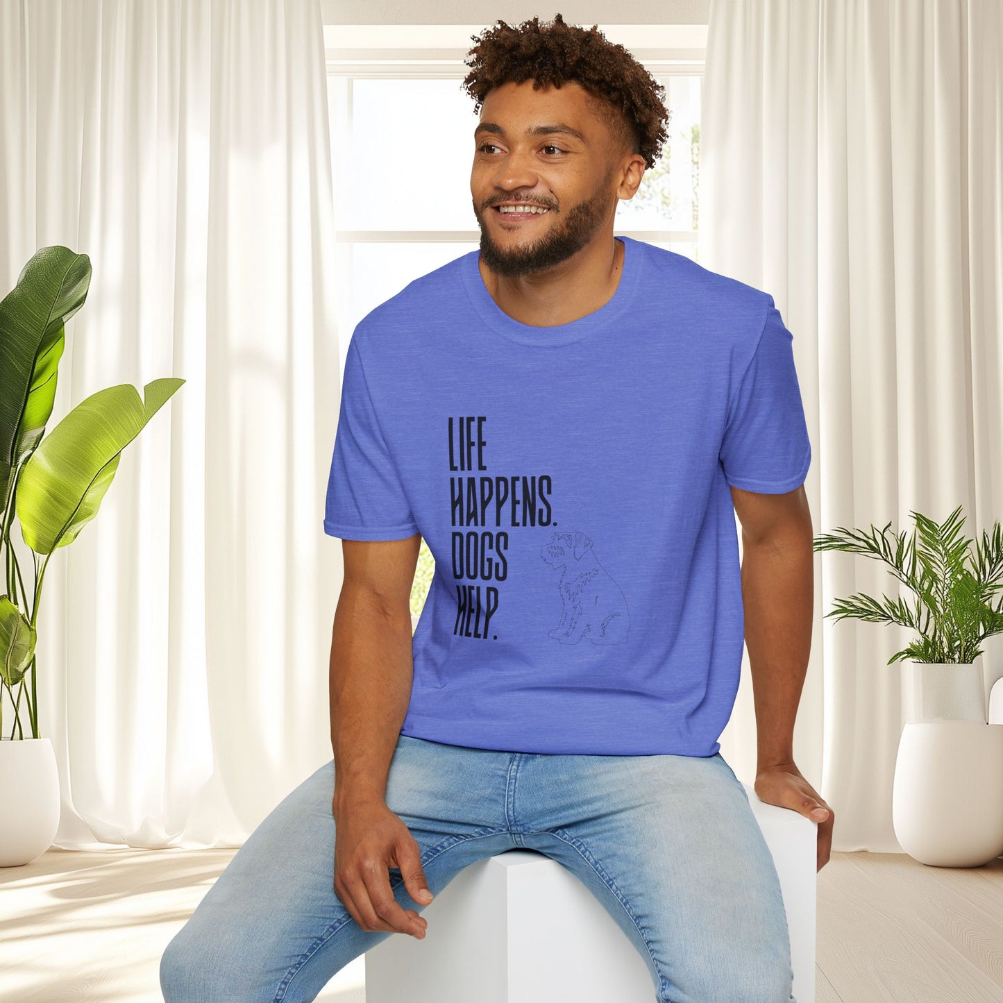 "Life Happens. Dogs Help." Graphic Tee (Casual Pet Lover Shirt)