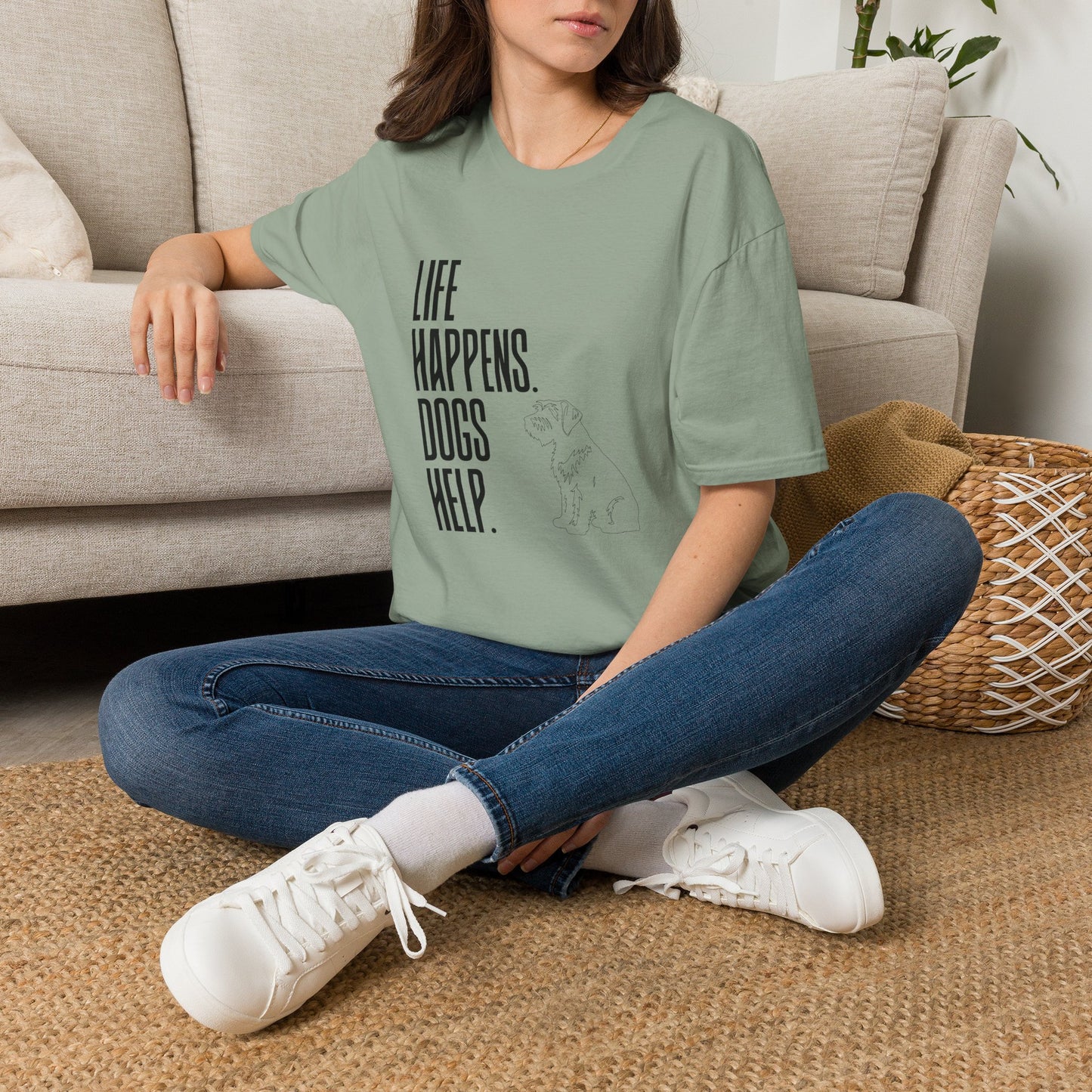"Life Happens. Dogs Help." Graphic Tee (Casual Pet Lover Shirt)