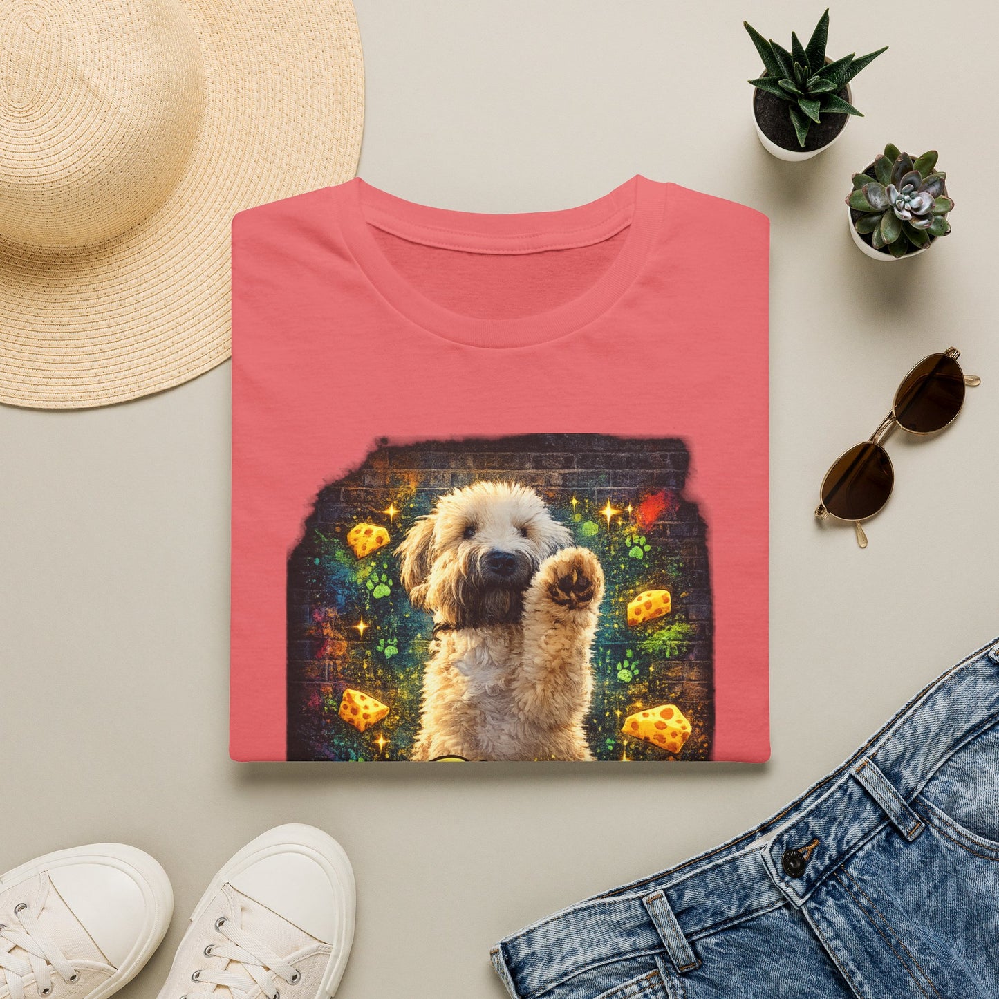 "Stop In the Name of Cheese" Cute Wheaten Puppy Graphic Tee