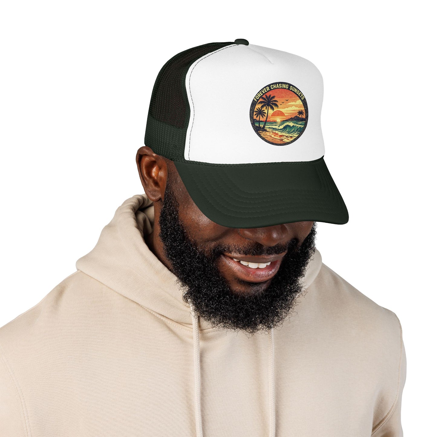 Chasing Sunsets Trucker Hat — Vintage Beach Foam Cap
