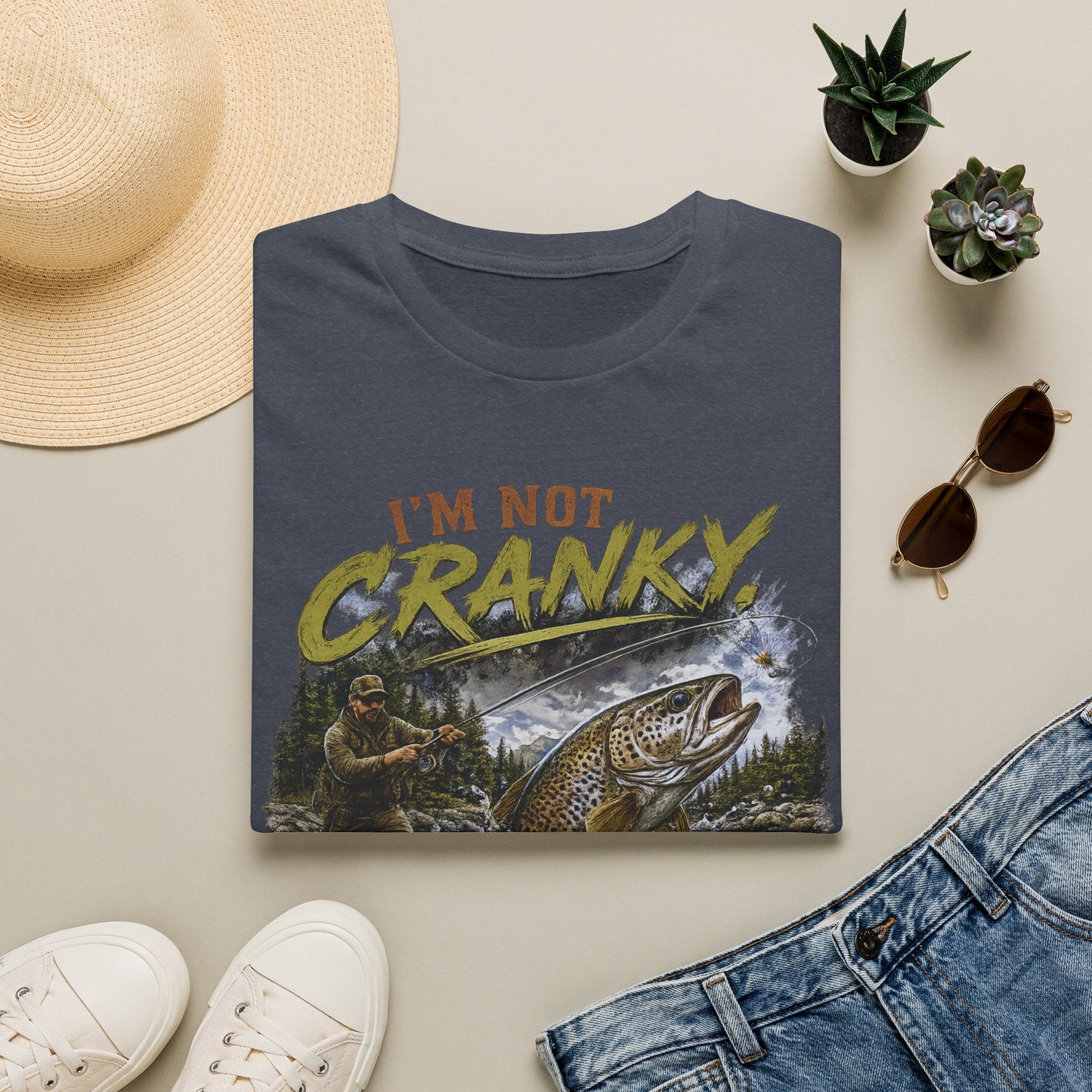 "I’m Not Cranky, I’m Fly" Vintage Trout Fly-Fishing Tee
