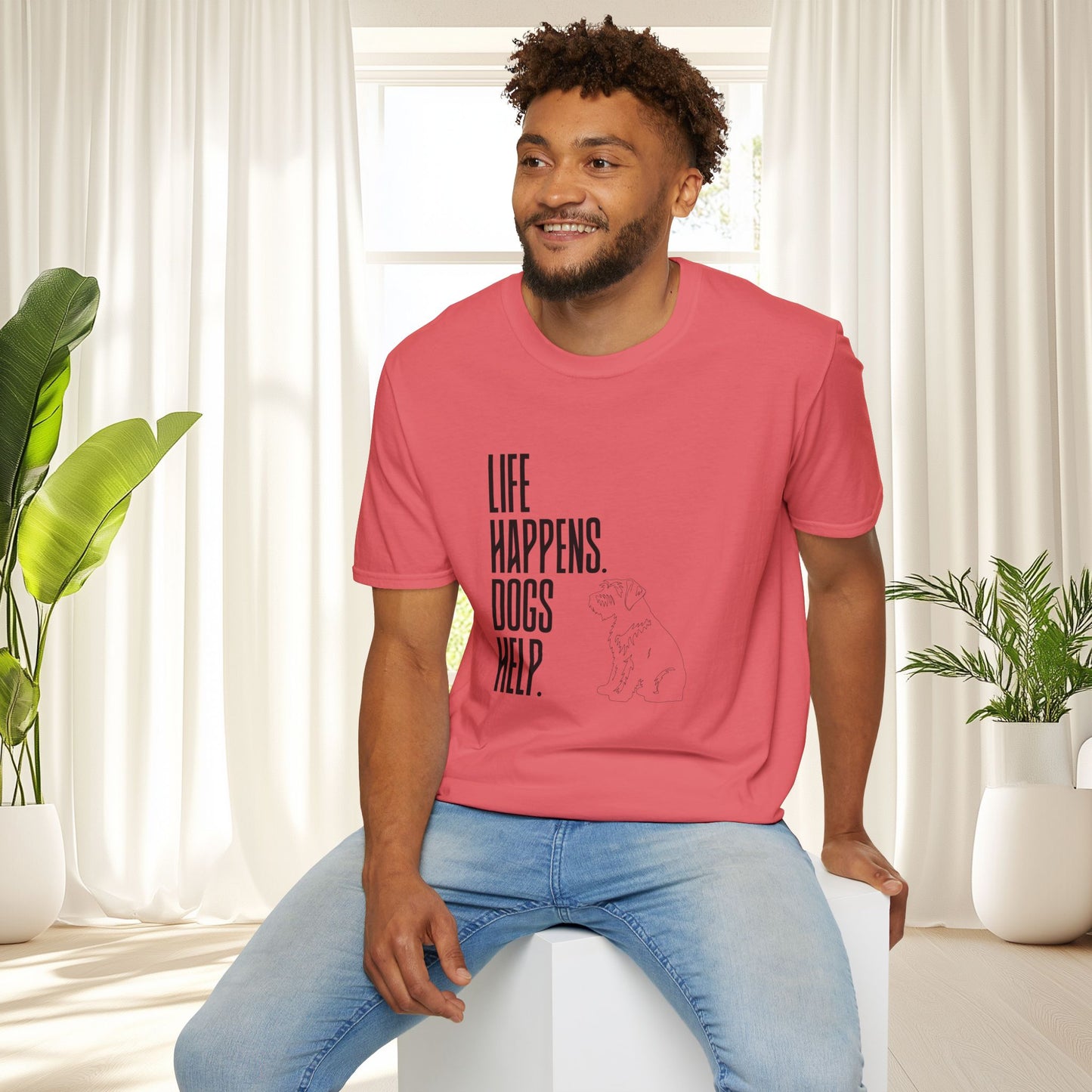 "Life Happens. Dogs Help." Graphic Tee (Casual Pet Lover Shirt)
