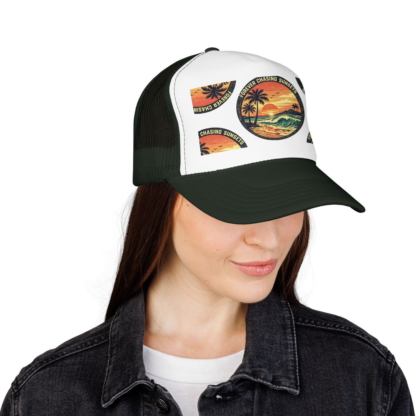 Chasing Sunsets Trucker Hat — Vintage Beach Foam Cap