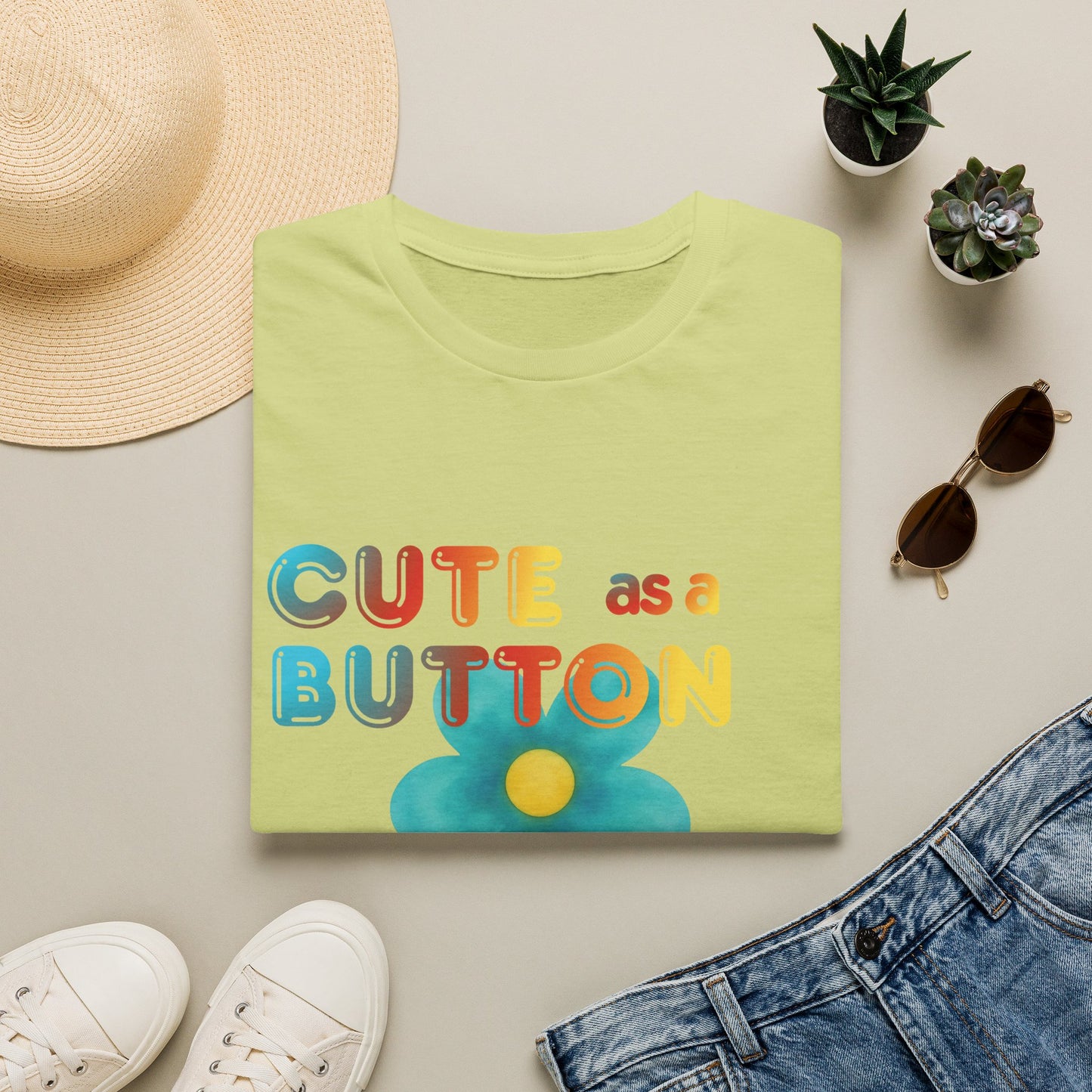 Cute as a Button Graphic Tee — Retro Flower "Cute as a Button, Feral as F*ck"