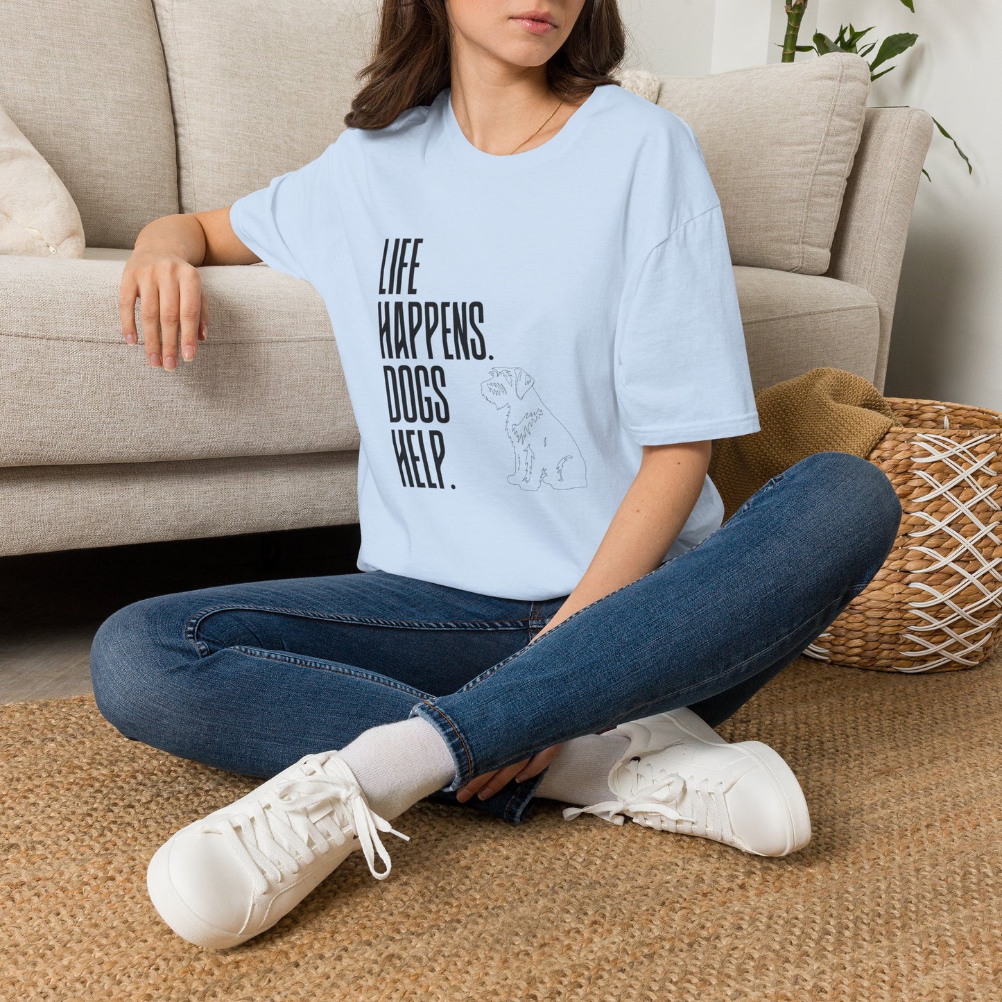 "Life Happens. Dogs Help." Graphic Tee (Casual Pet Lover Shirt)