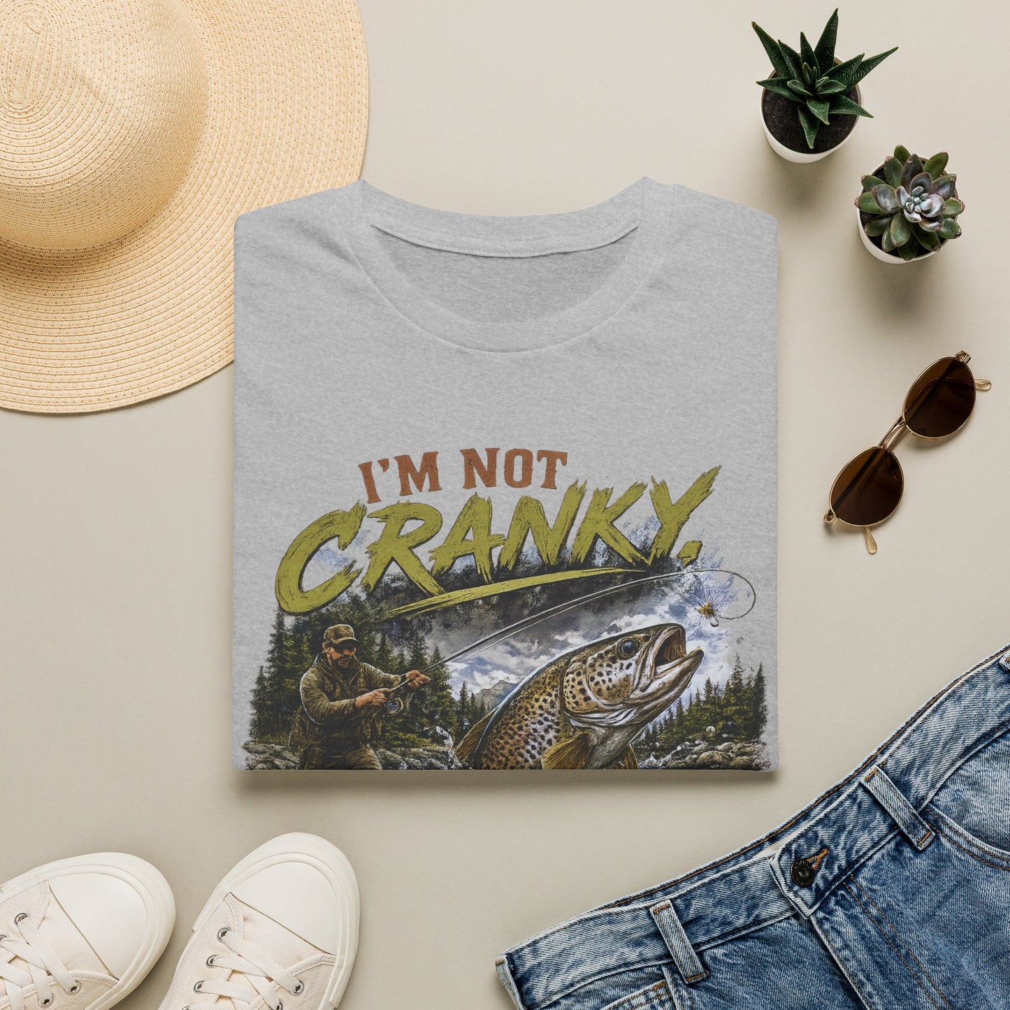 "I’m Not Cranky, I’m Fly" Vintage Trout Fly-Fishing Tee
