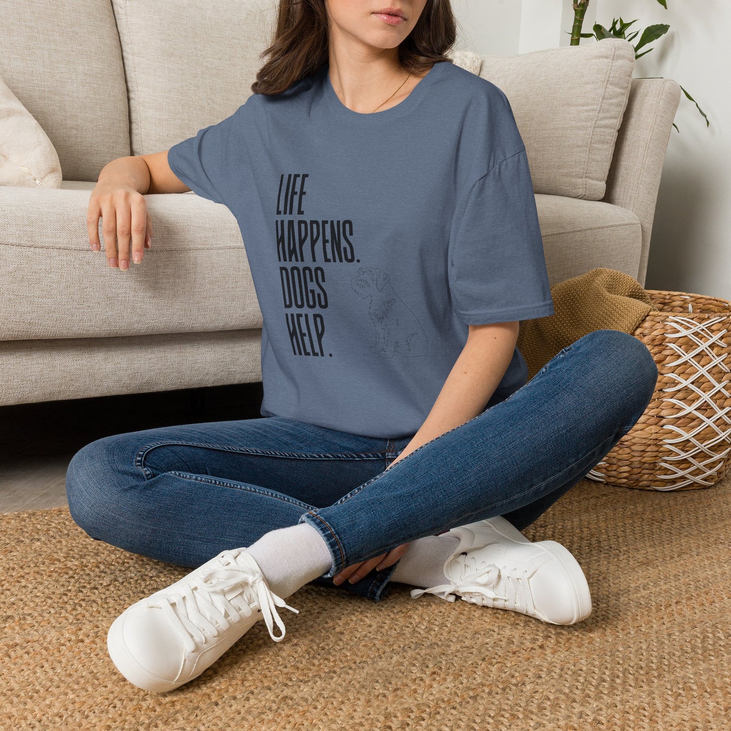 "Life Happens. Dogs Help." Graphic Tee (Casual Pet Lover Shirt)