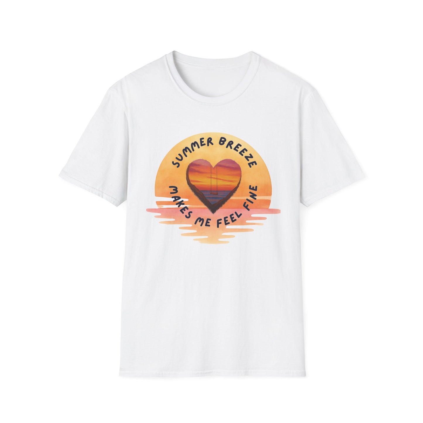 "Summer Breeze Makes Me Feel Fine" -Retro Sunset Heart Tee