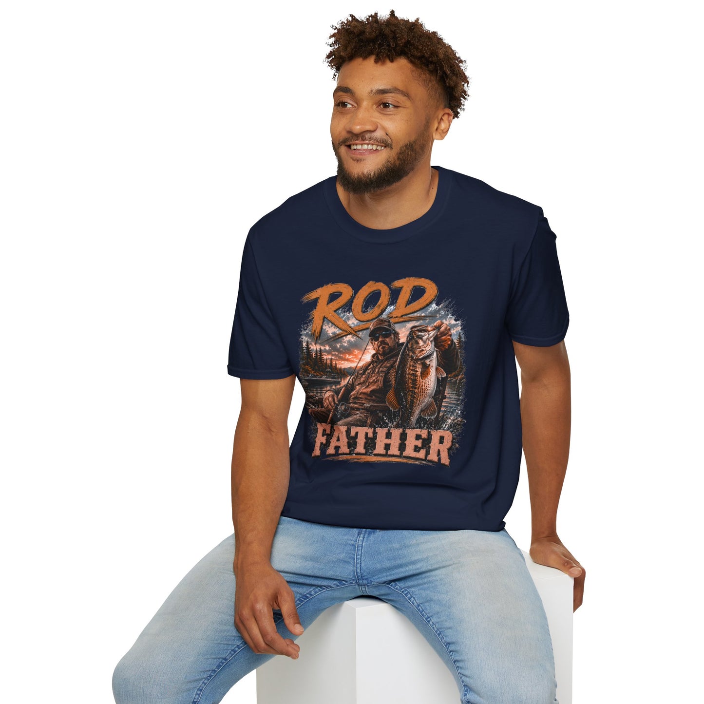 "'Rod Father" Fishing T‑Shirt — Vintage Bass Fisherman Graphic Tee