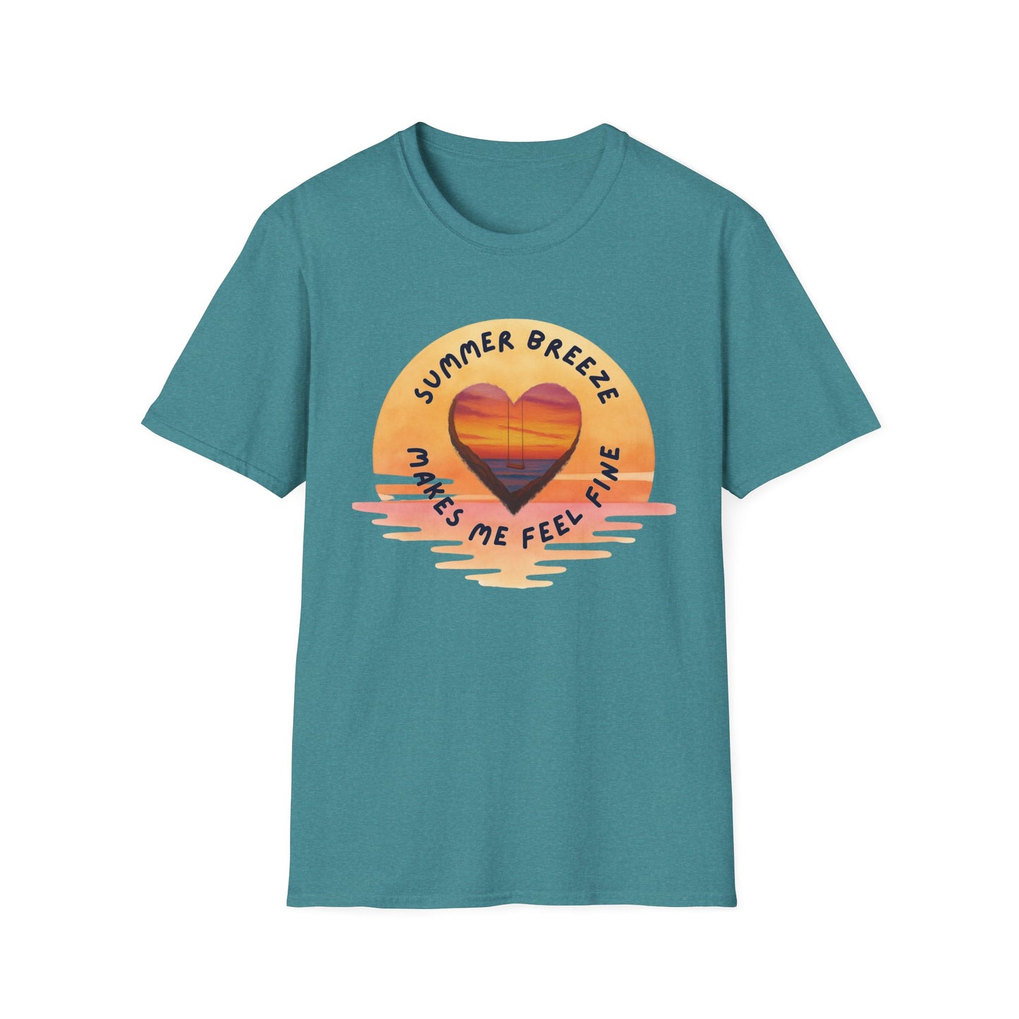 "Summer Breeze Makes Me Feel Fine" -Retro Sunset Heart Tee