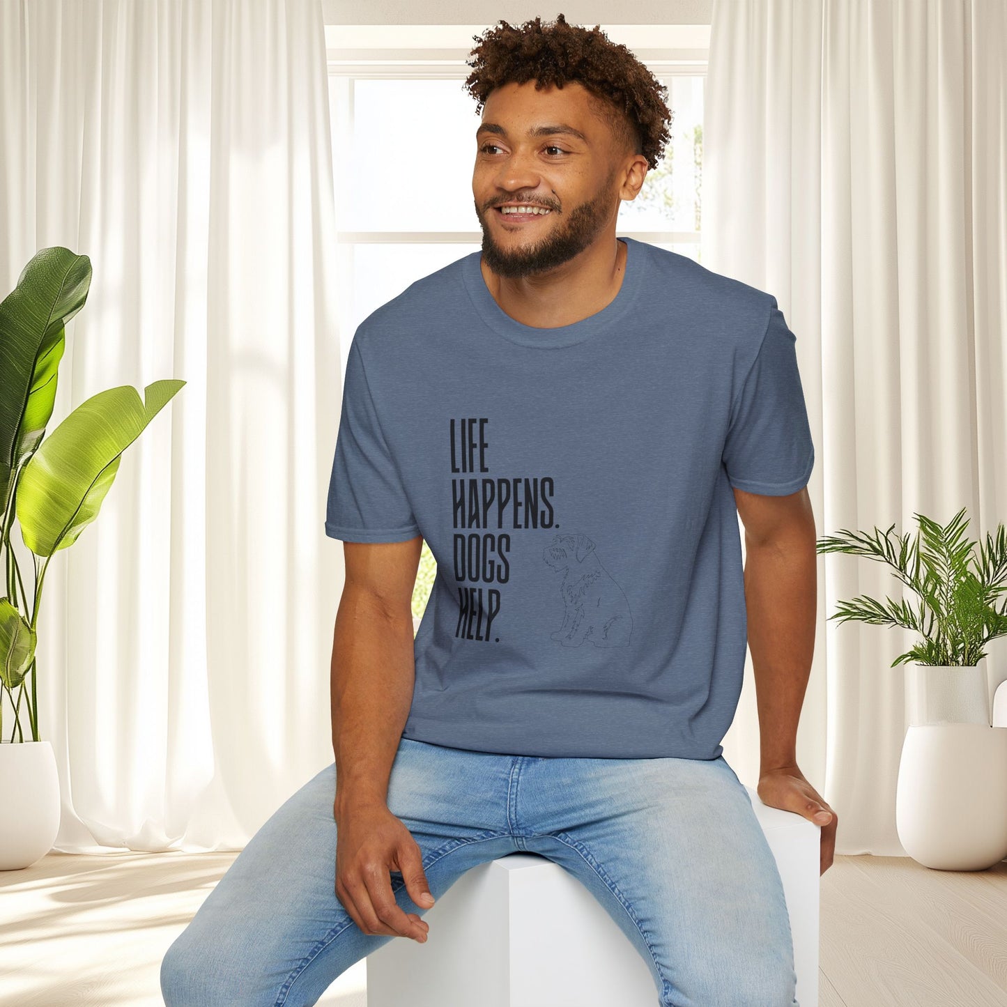 "Life Happens. Dogs Help." Graphic Tee (Casual Pet Lover Shirt)