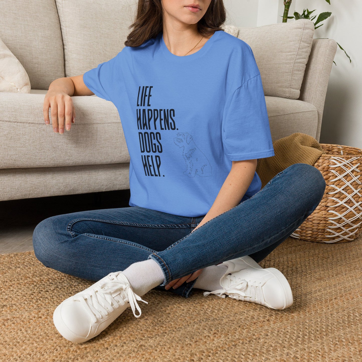"Life Happens. Dogs Help." Graphic Tee (Casual Pet Lover Shirt)