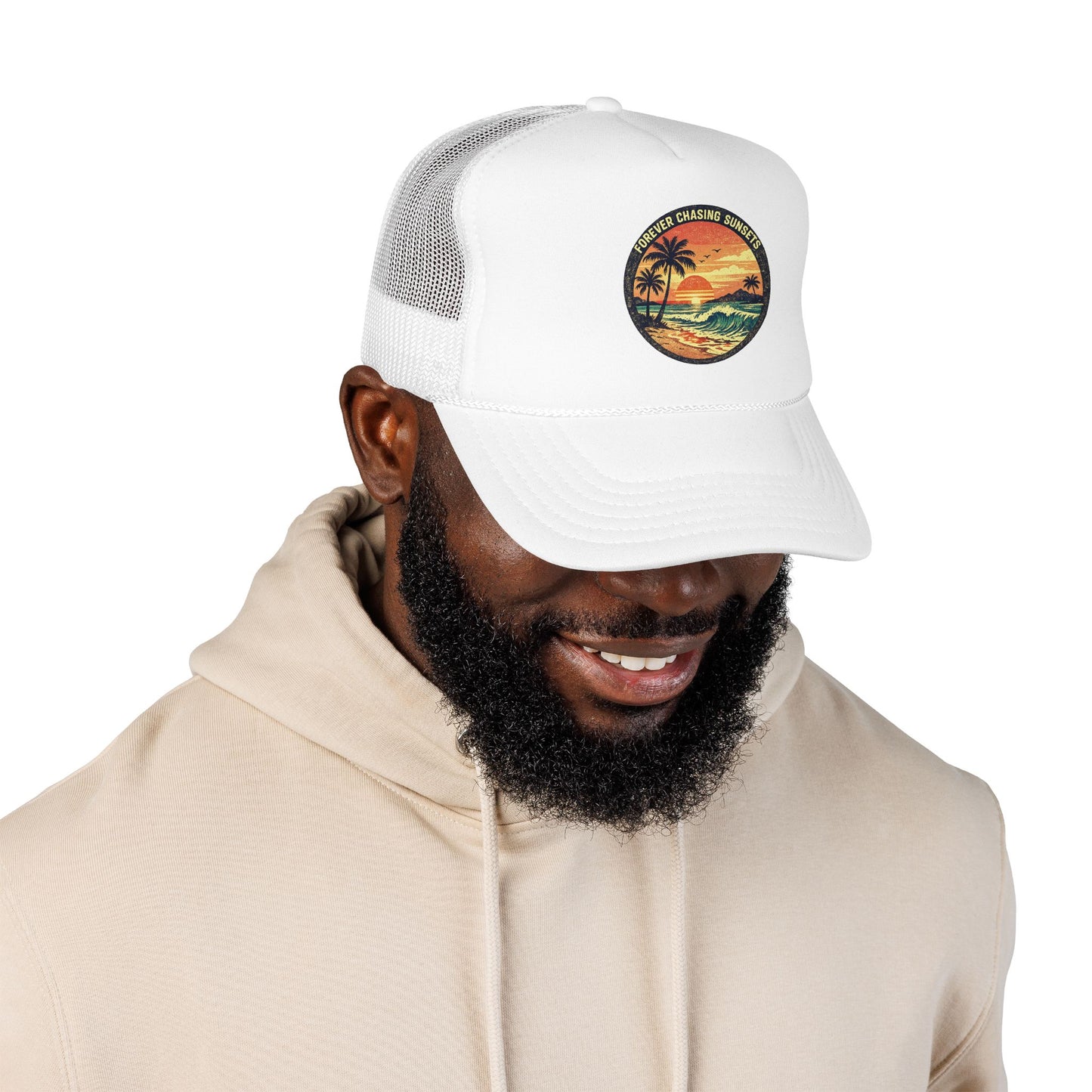 Chasing Sunsets Trucker Hat — Vintage Beach Foam Cap