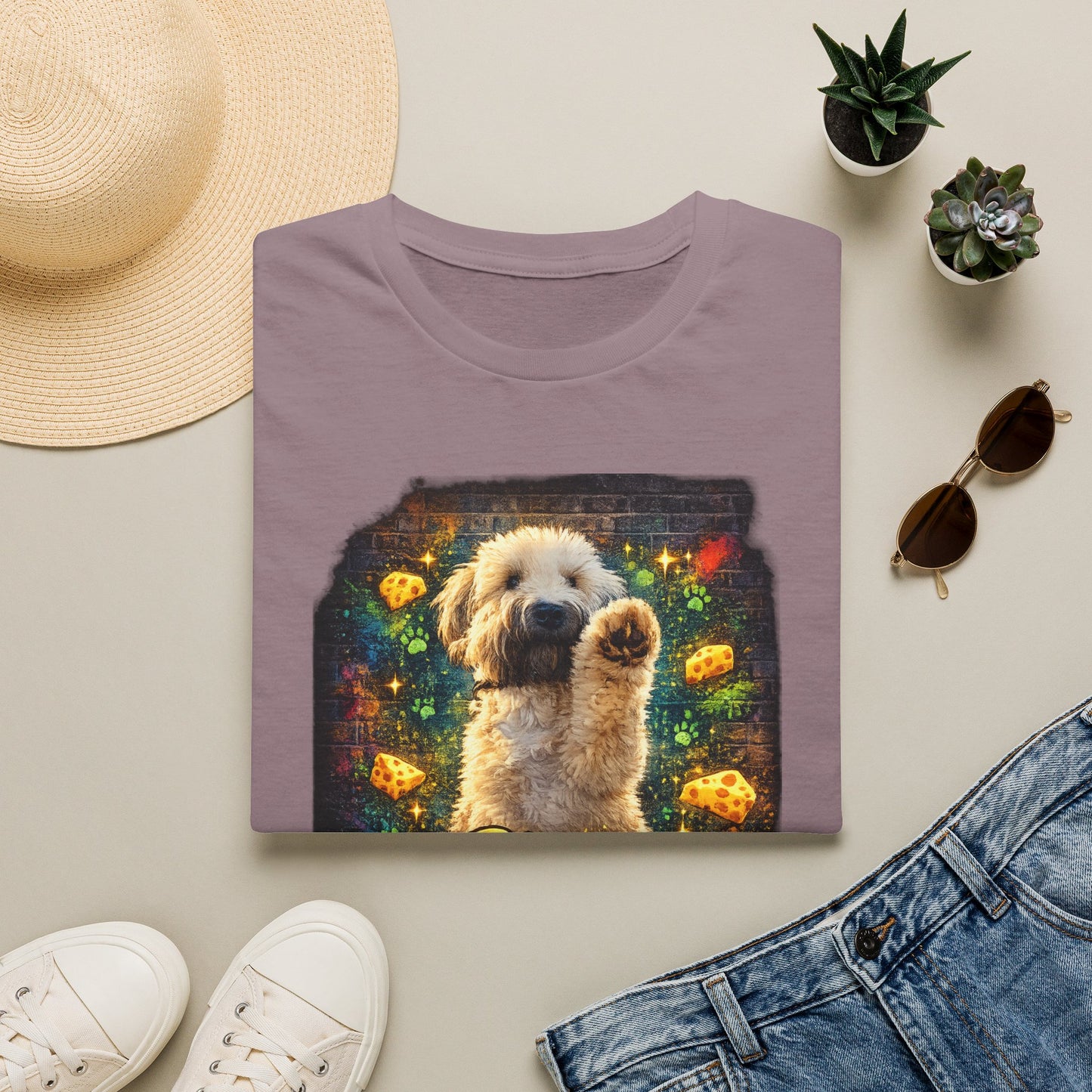 "Stop In the Name of Cheese" Cute Wheaten Puppy Graphic Tee
