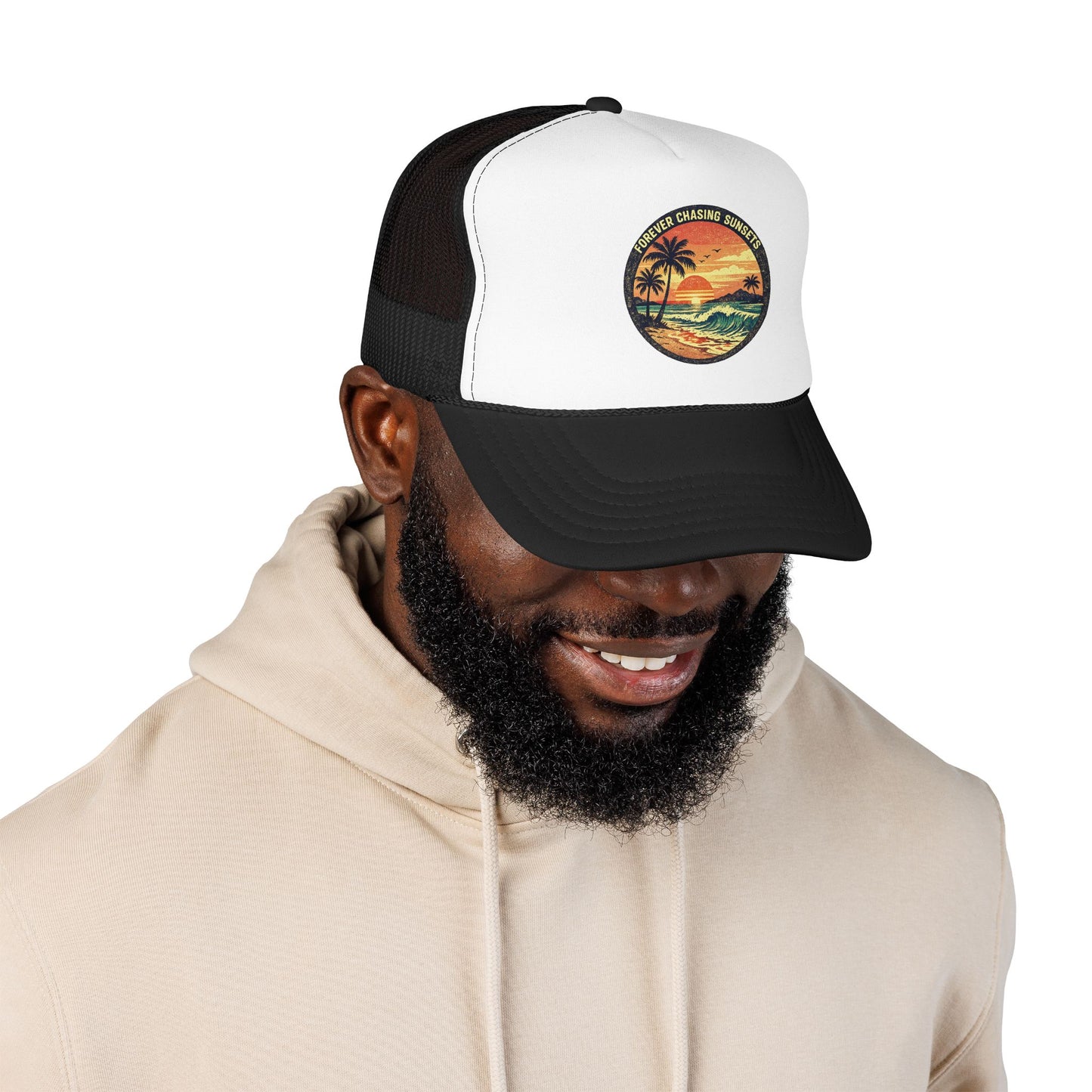 Chasing Sunsets Trucker Hat — Vintage Beach Foam Cap